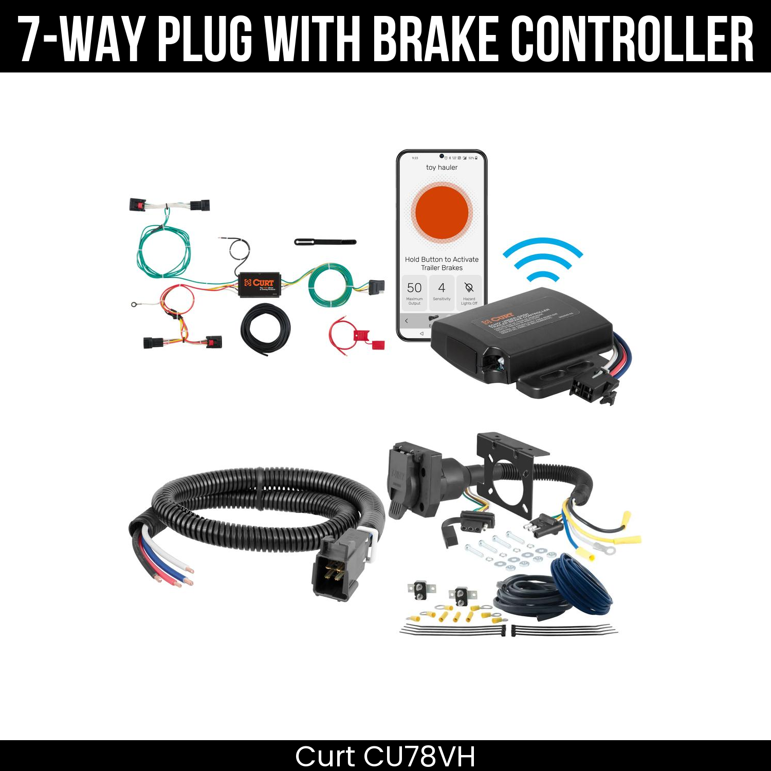 Trailer Wiring 7-Way Plug w/ Bracket , Echo Under-Dash Brake Control