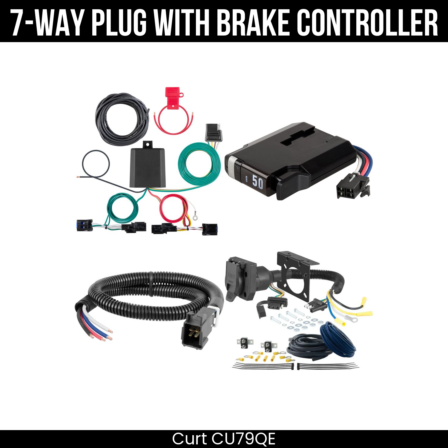 Trailer Wiring 7-Way Plug w/ Bracket , TriFlex NEXT Brake Control