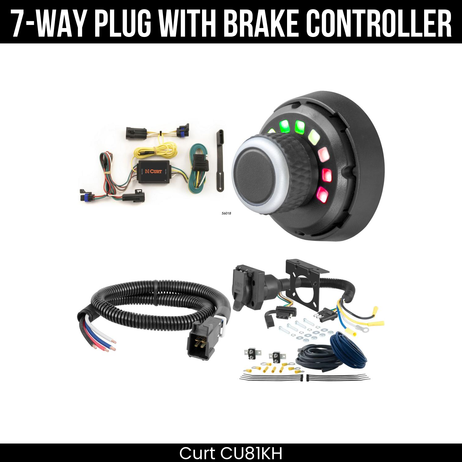 Trailer Wiring 7-Way Plug w/ Bracket , Spectrum Brake Control