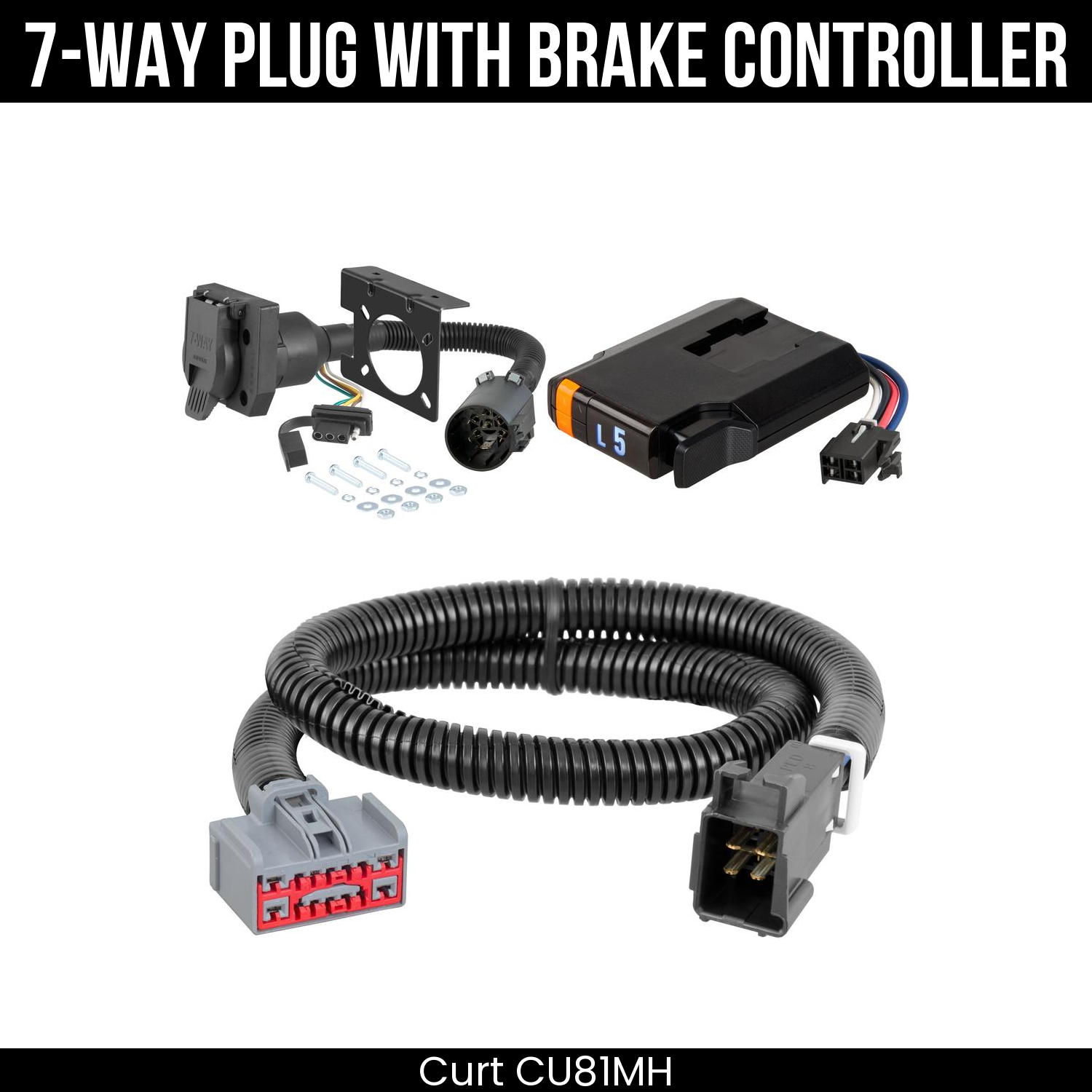 Trailer Wiring 7-Way Plug w/ Bracket , Discovery Next Brake Control