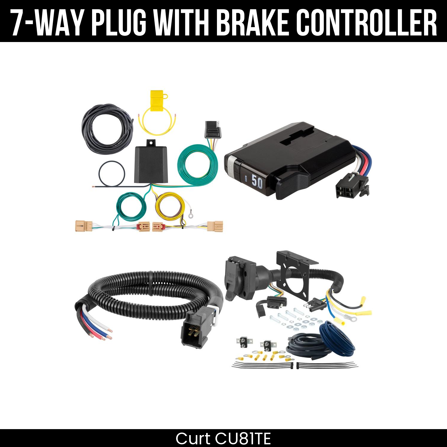 Trailer Wiring 7-Way Plug w/ Bracket , TriFlex NEXT Brake Control