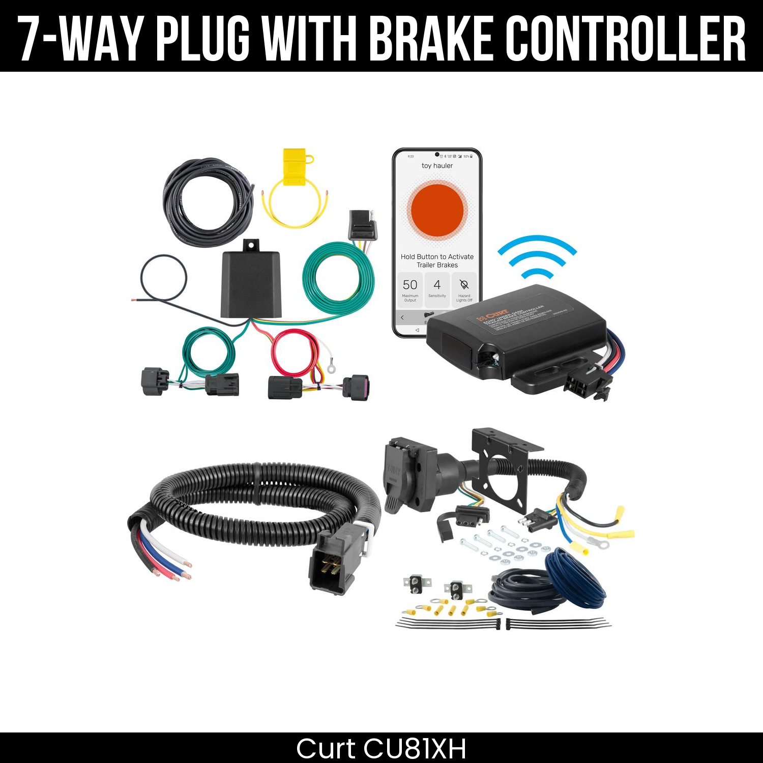 Trailer Wiring 7-Way Plug w/ Bracket , Echo Under-Dash Brake Control