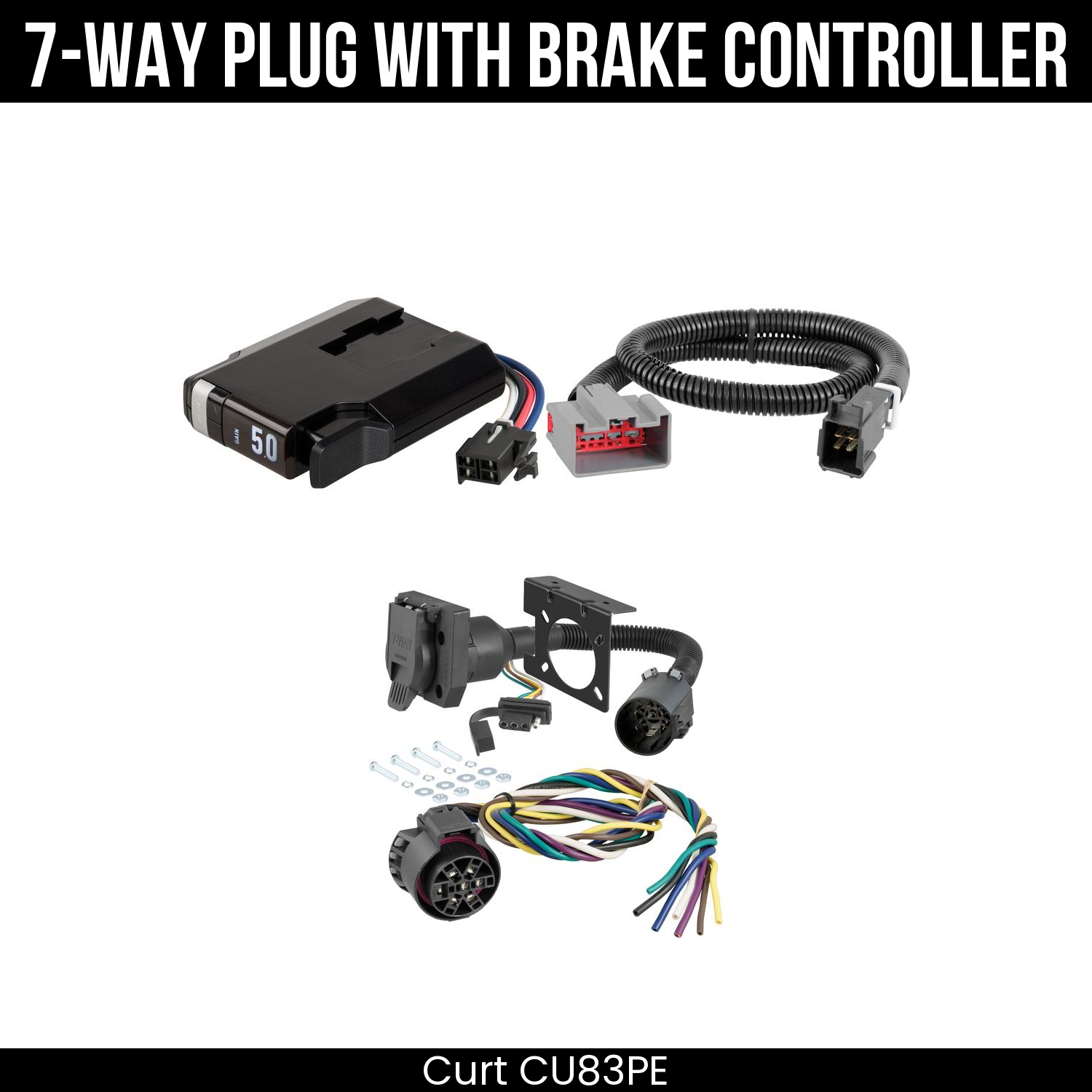 Trailer Wiring 7-Way Plug w/ Bracket , TriFlex NEXT Brake Control