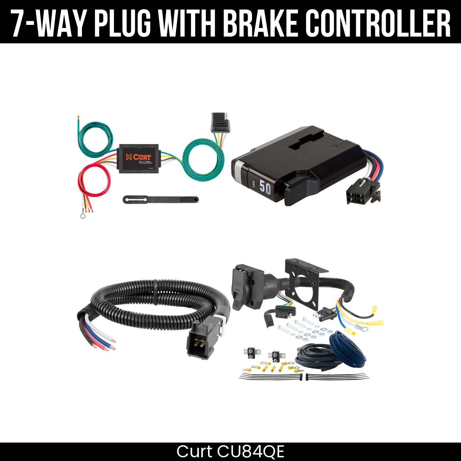 Trailer Wiring 7-Way Plug w/ Bracket , TriFlex NEXT Brake Control
