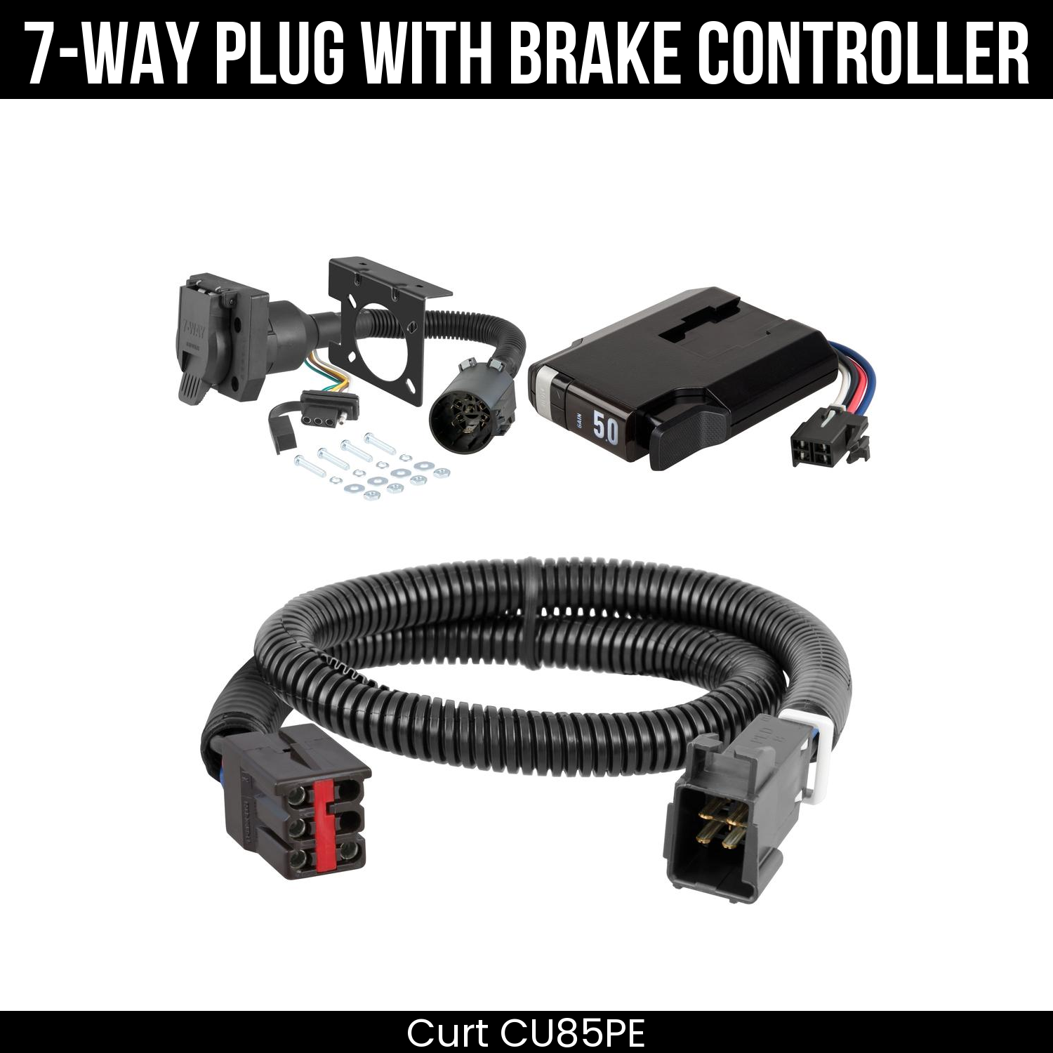 Trailer Wiring 7-Way Plug w/ Bracket , TriFlex NEXT Brake Control