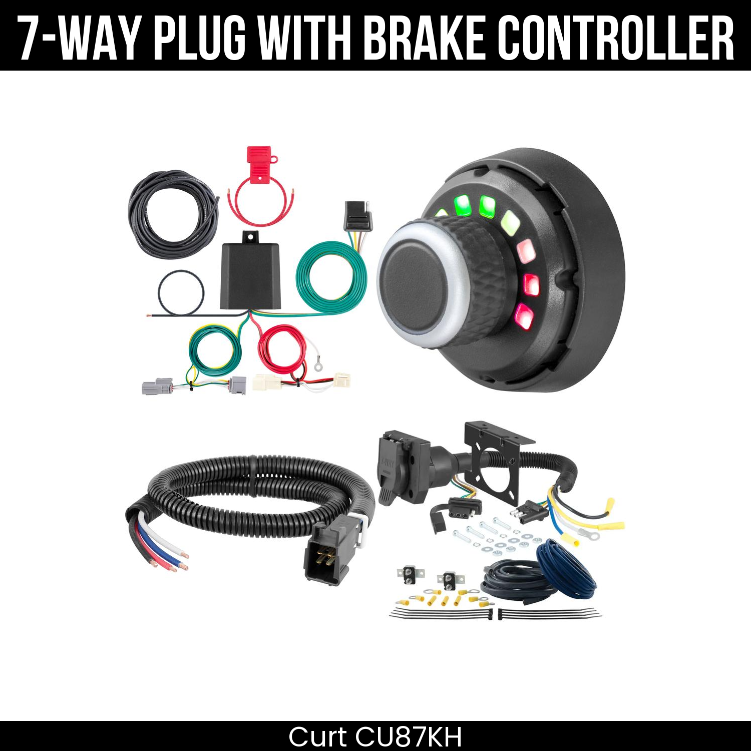 Trailer Wiring 7-Way Plug w/ Bracket , Spectrum Brake Control