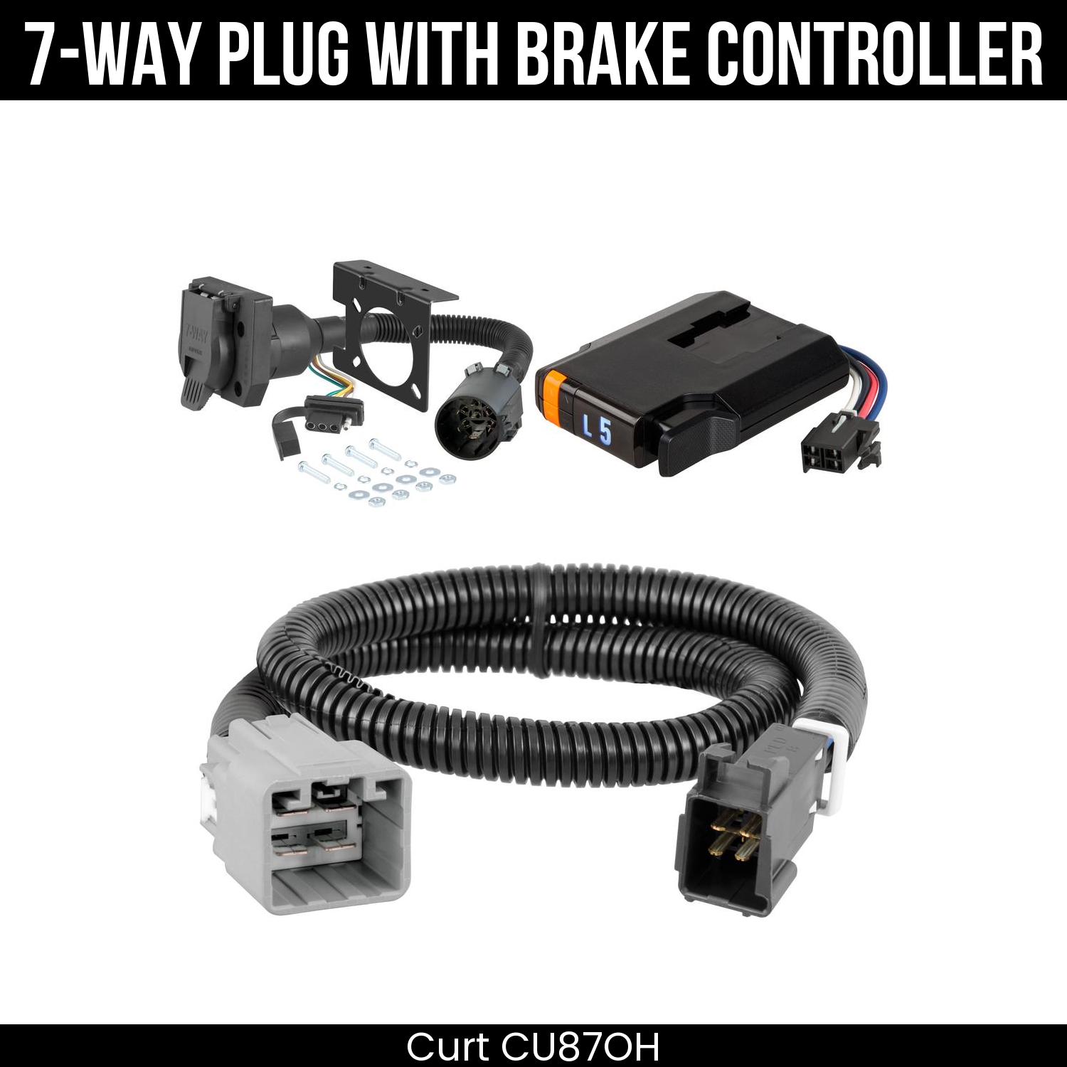Trailer Wiring 7-Way Plug w/ Bracket , Discovery Next Brake Control