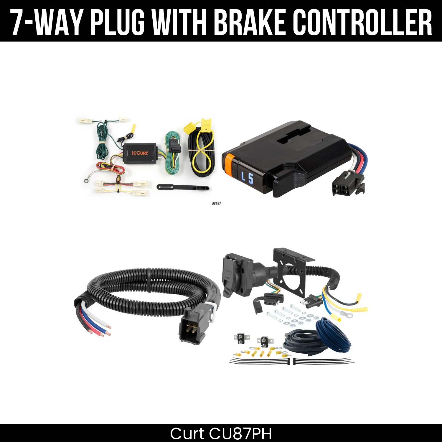 Trailer Wiring 7-Way Plug w/ Bracket , Discovery Next Brake Control