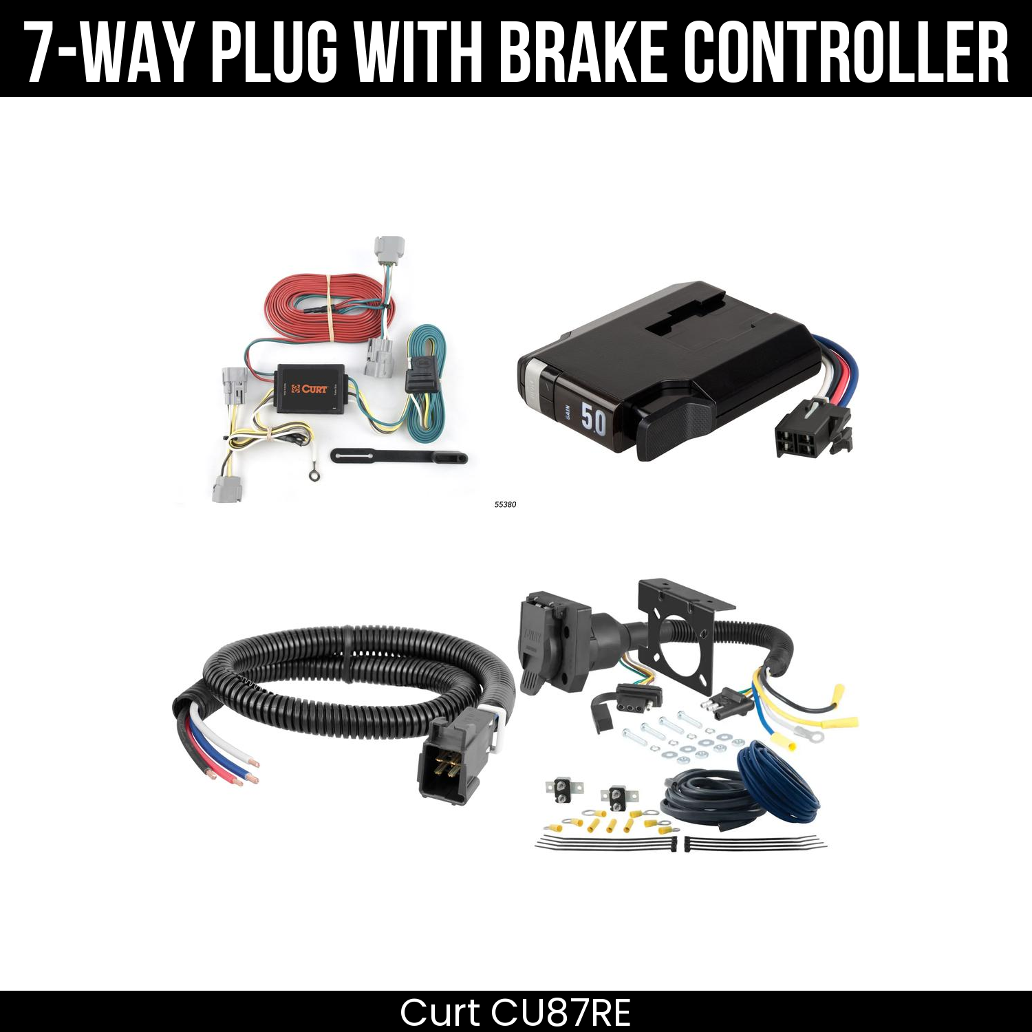 Trailer Wiring 7-Way Plug w/ Bracket , TriFlex NEXT Brake Control