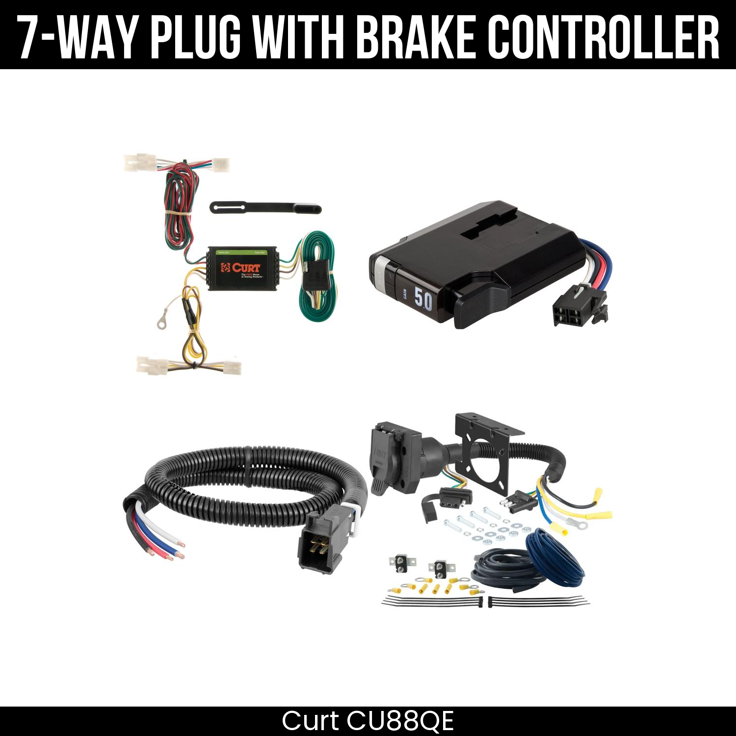 Trailer Wiring 7-Way Plug w/ Bracket , TriFlex NEXT Brake Control