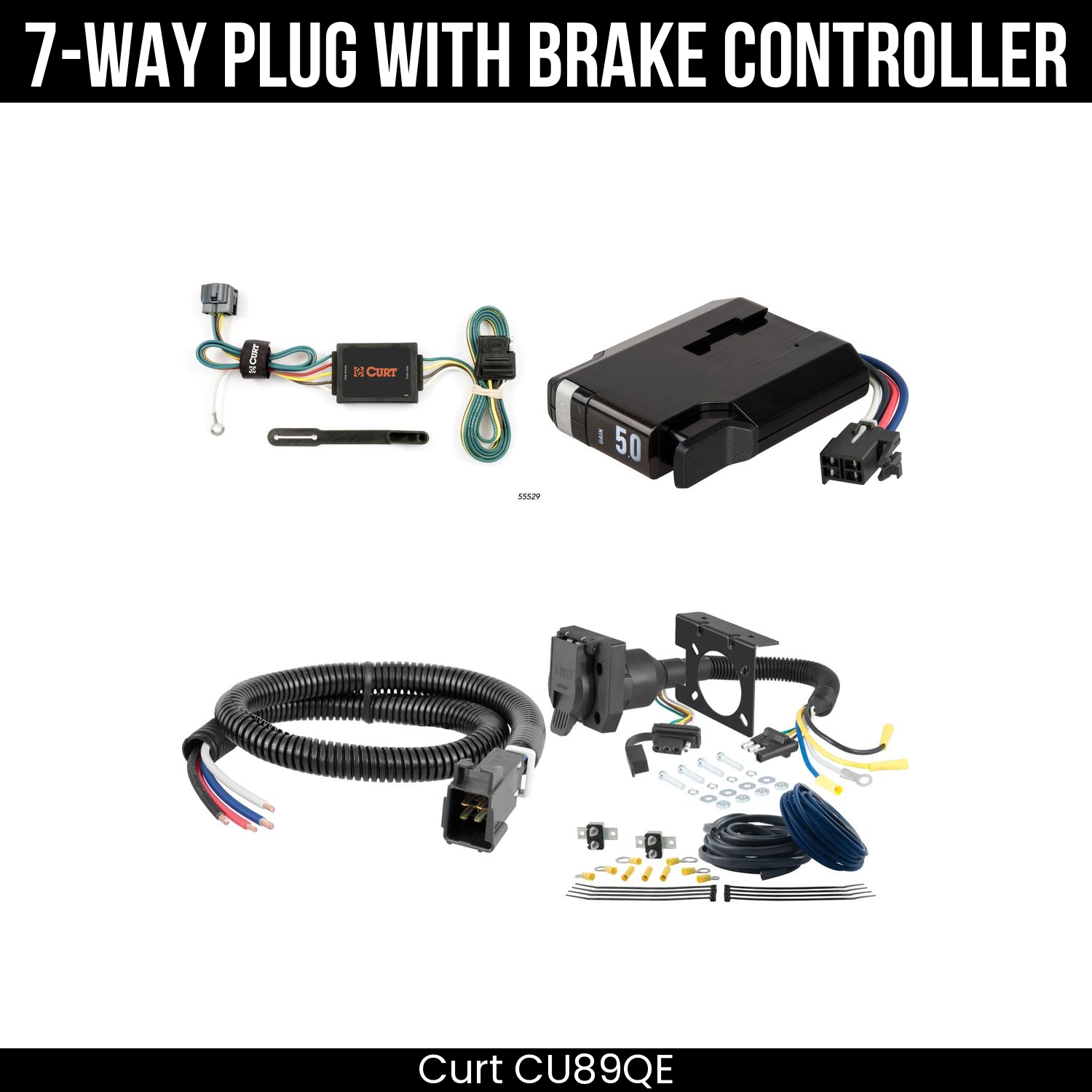 Trailer Wiring 7-Way Plug w/ Bracket , TriFlex NEXT Brake Control