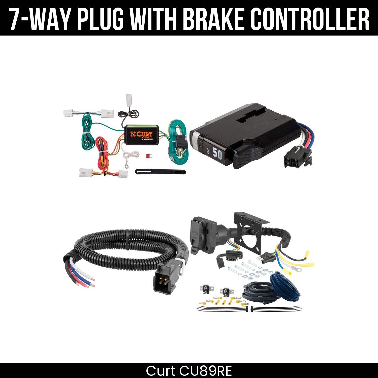 Trailer Wiring 7-Way Plug w/ Bracket , TriFlex NEXT Brake Control