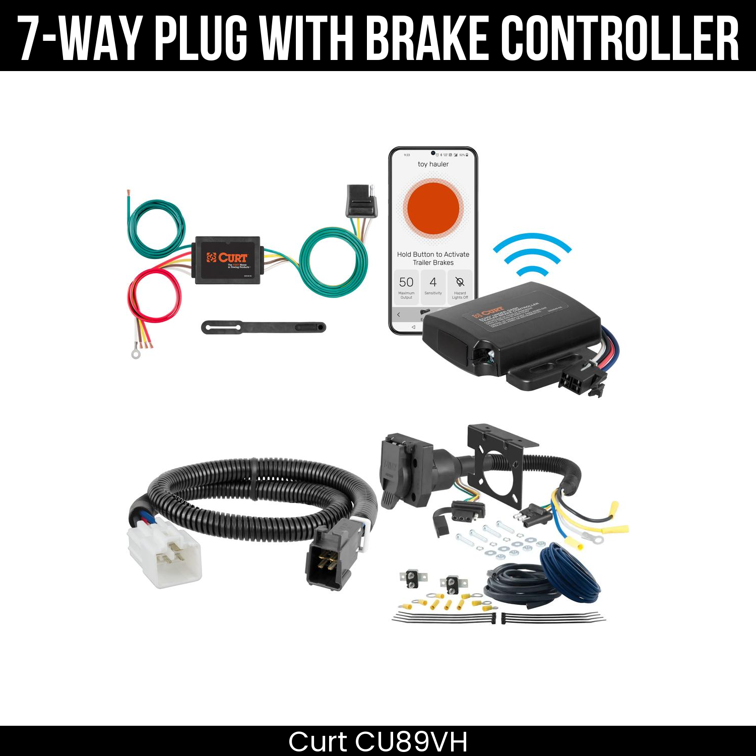 Trailer Wiring 7-Way Plug w/ Bracket , Echo Under-Dash Brake Control