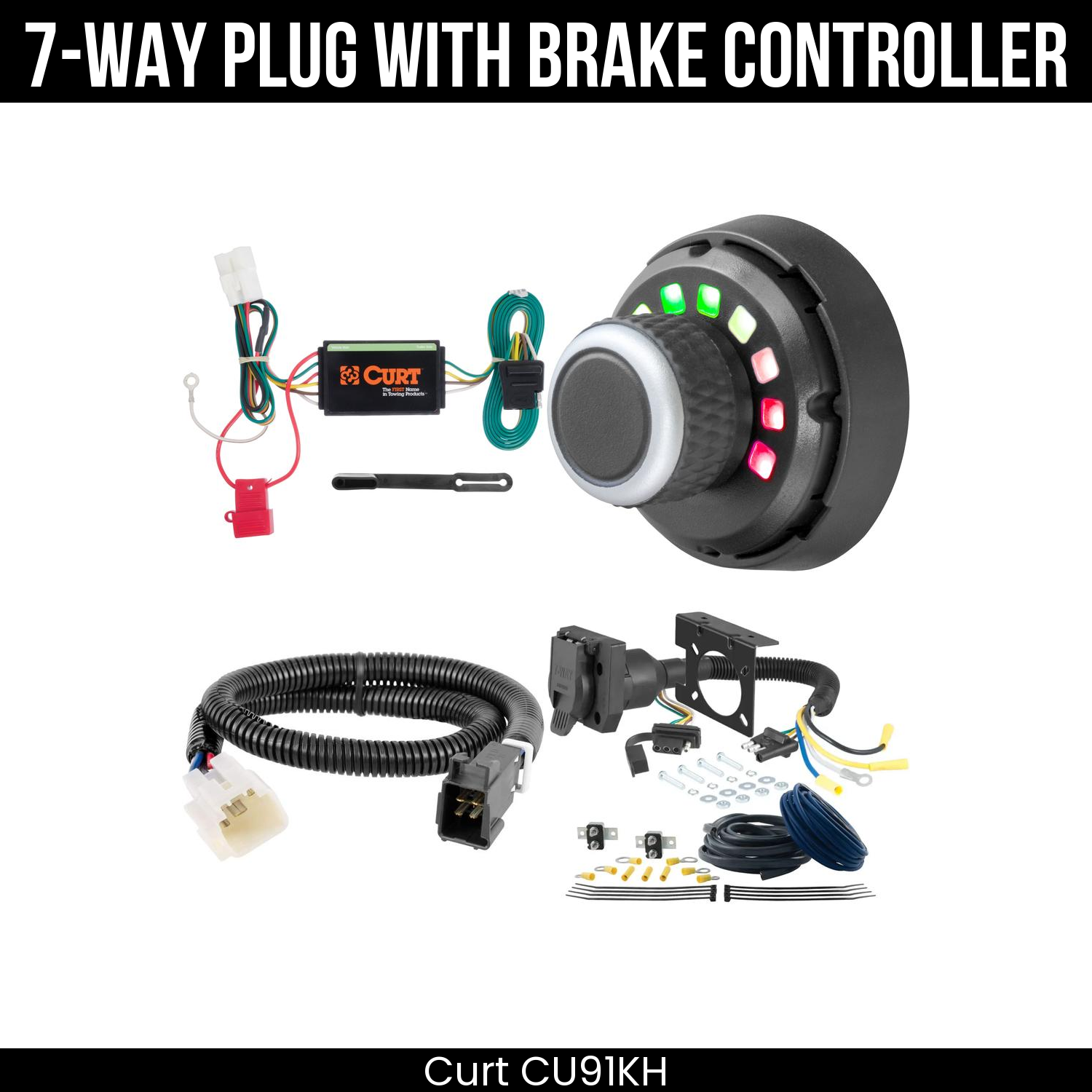 Trailer Wiring 7-Way Plug w/ Bracket , Spectrum Brake Control
