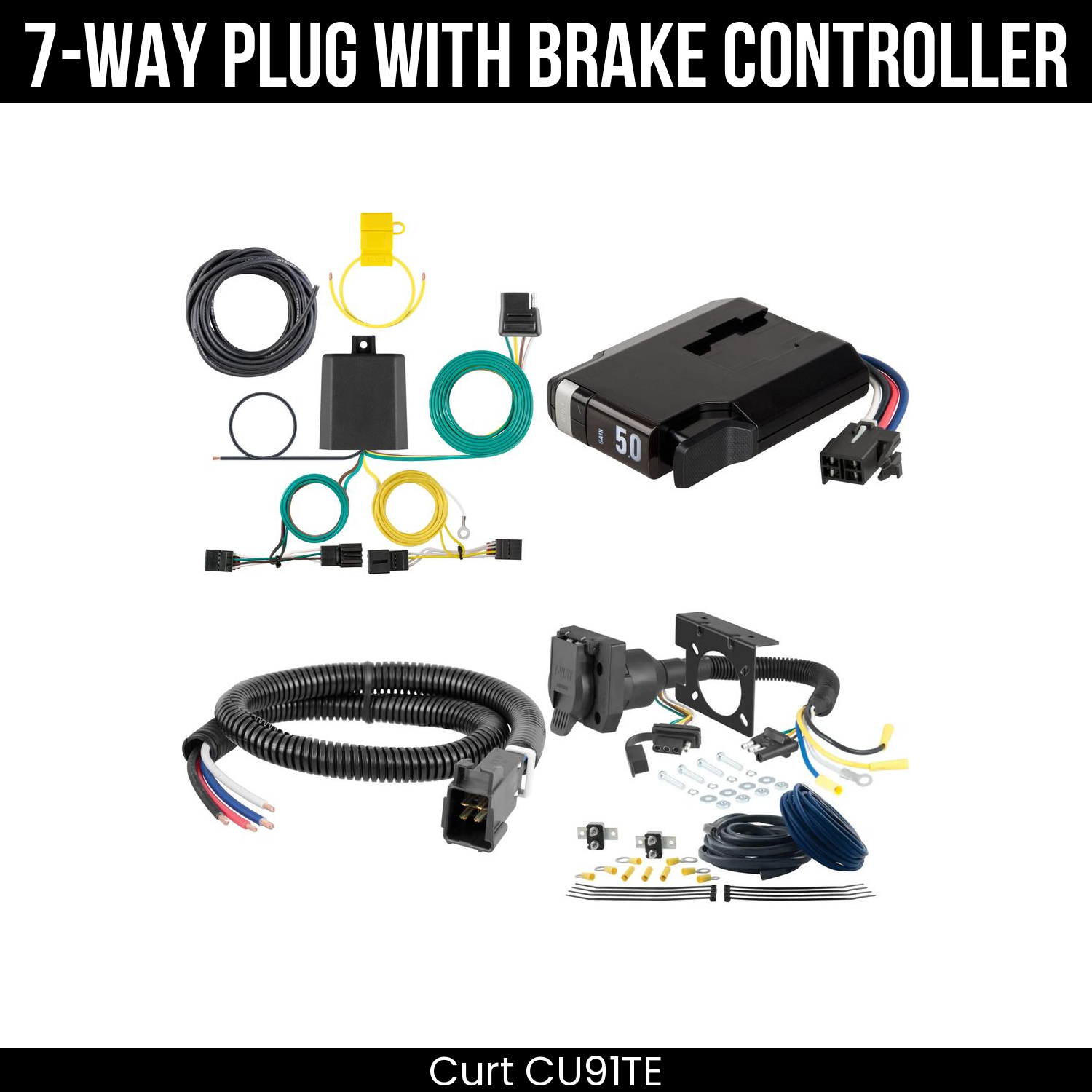 Trailer Wiring 7-Way Plug w/ Bracket , TriFlex NEXT Brake Control