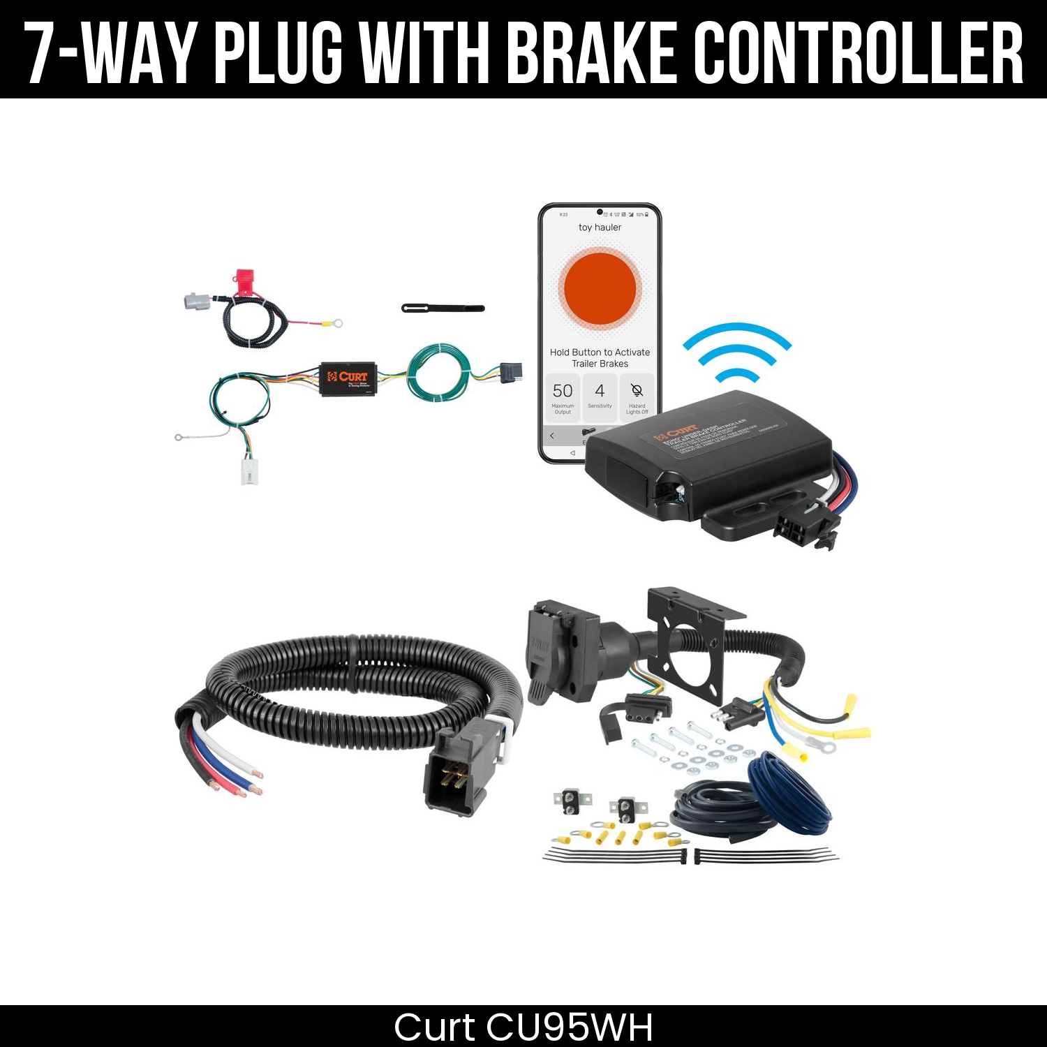 Trailer Wiring 7-Way Plug w/ Bracket , Echo Under-Dash Brake Control