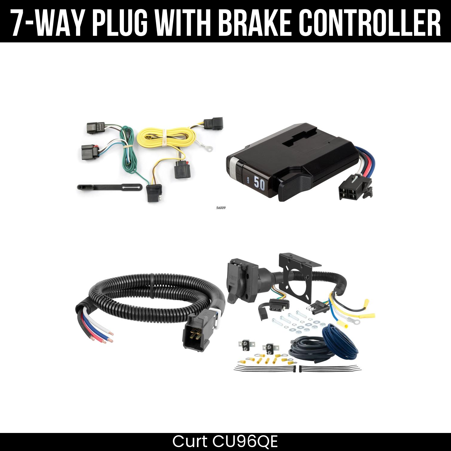 Trailer Wiring 7-Way Plug w/ Bracket , TriFlex NEXT Brake Control