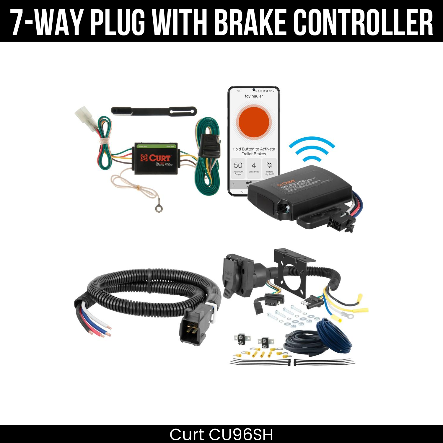 Trailer Wiring 7-Way Plug w/ Bracket , Echo Under-Dash Brake Control