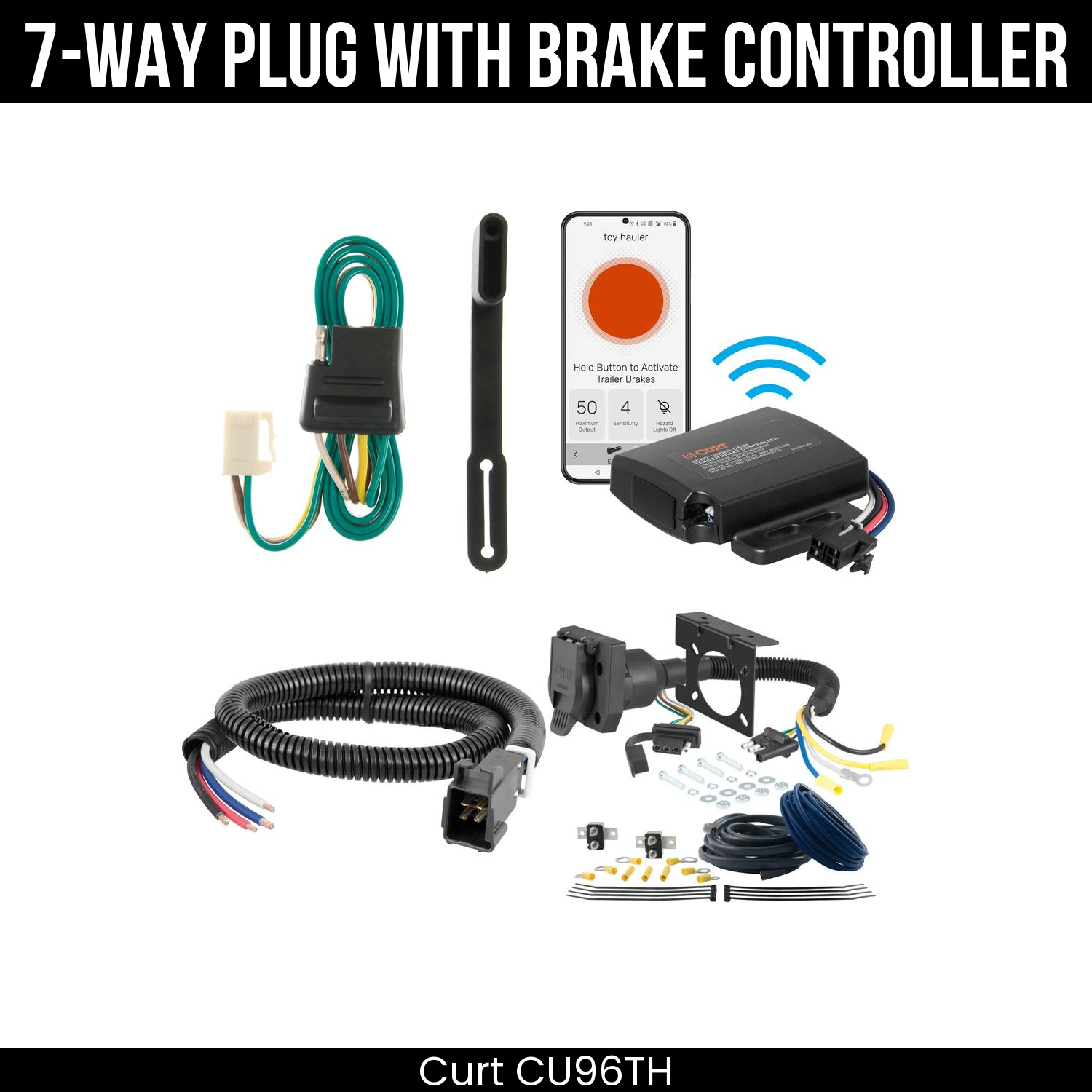 Trailer Wiring 7-Way Plug w/ Bracket , Echo Under-Dash Brake Control