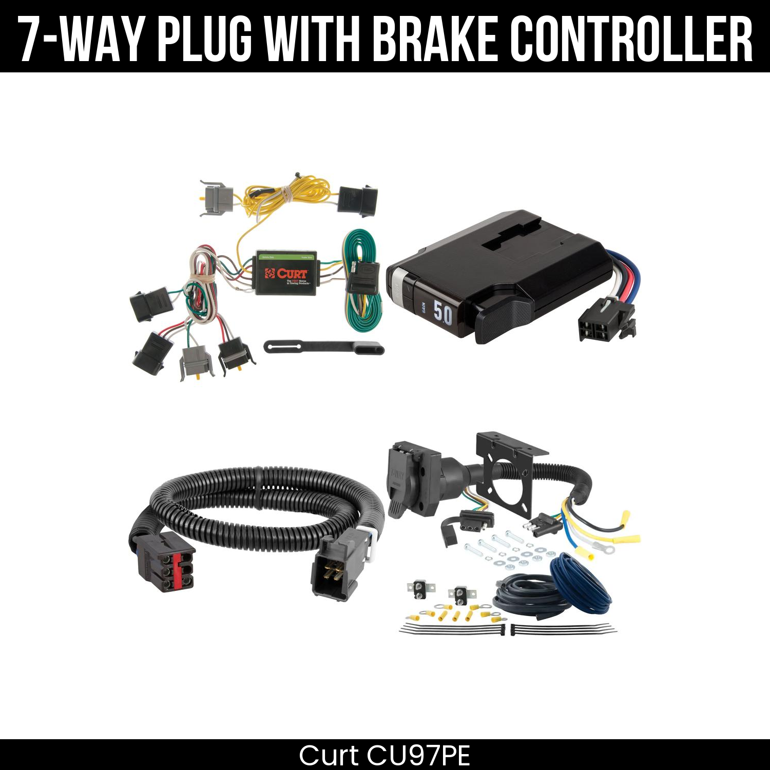 Trailer Wiring 7-Way Plug w/ Bracket , TriFlex NEXT Brake Control
