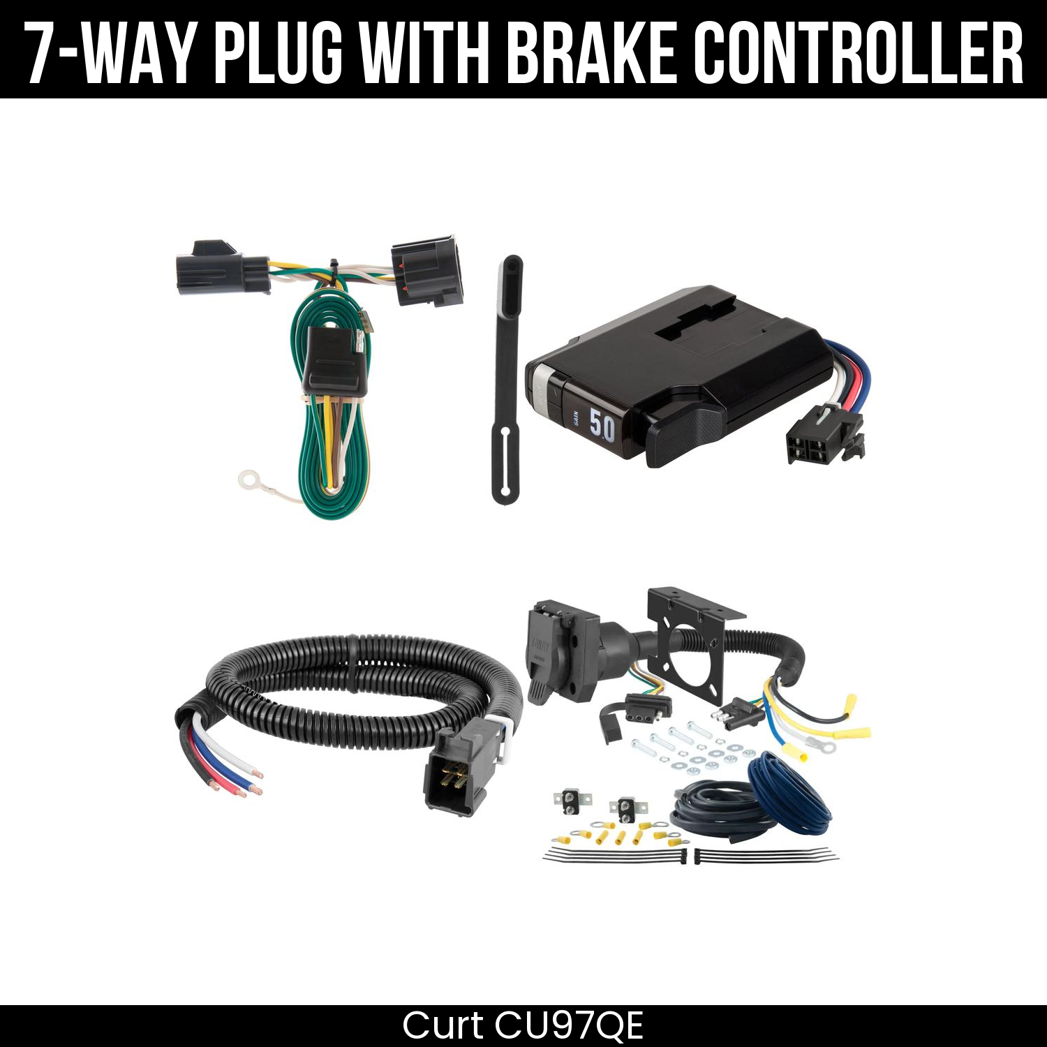 Trailer Wiring 7-Way Plug w/ Bracket , TriFlex NEXT Brake Control