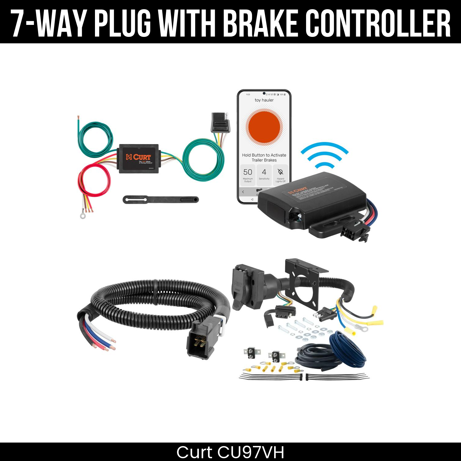 Trailer Wiring 7-Way Plug w/ Bracket , Echo Under-Dash Brake Control