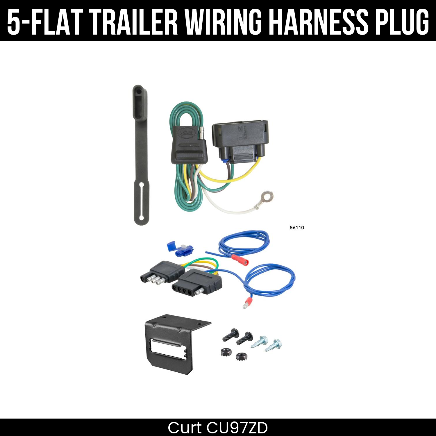 Trailer Wiring 5-Flat Plug w/ Bracket