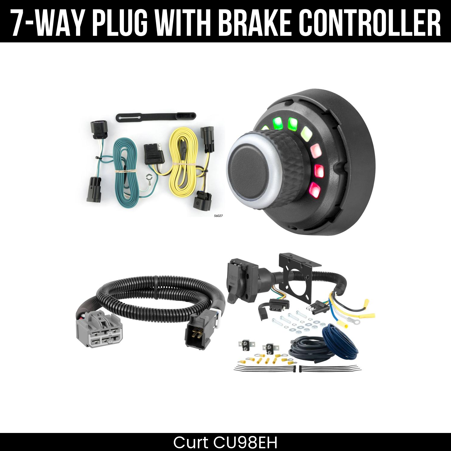 Trailer Wiring 7-Way Plug w/ Bracket , Spectrum Brake Control
