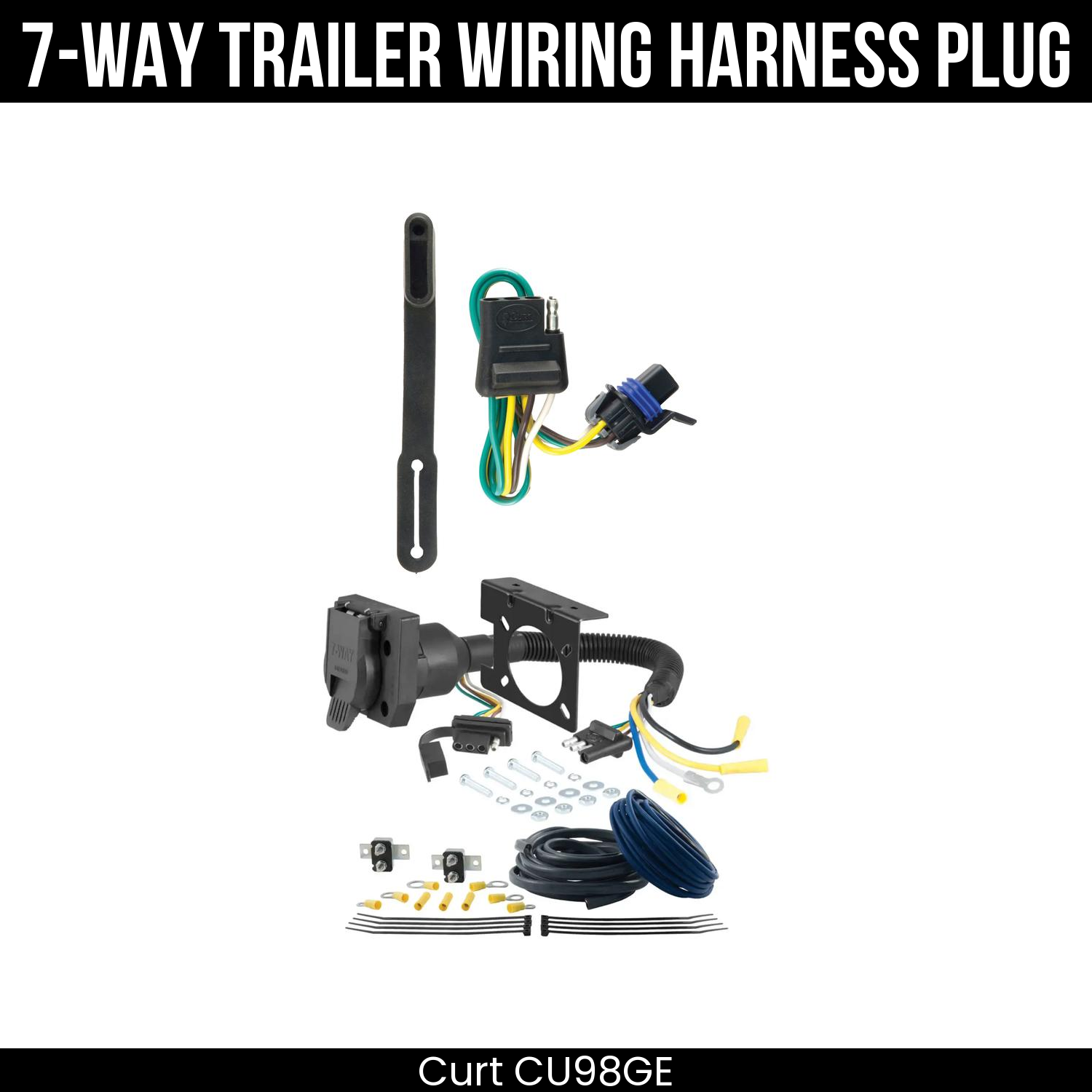 Trailer Wiring 7-Way Plug w/ Bracket