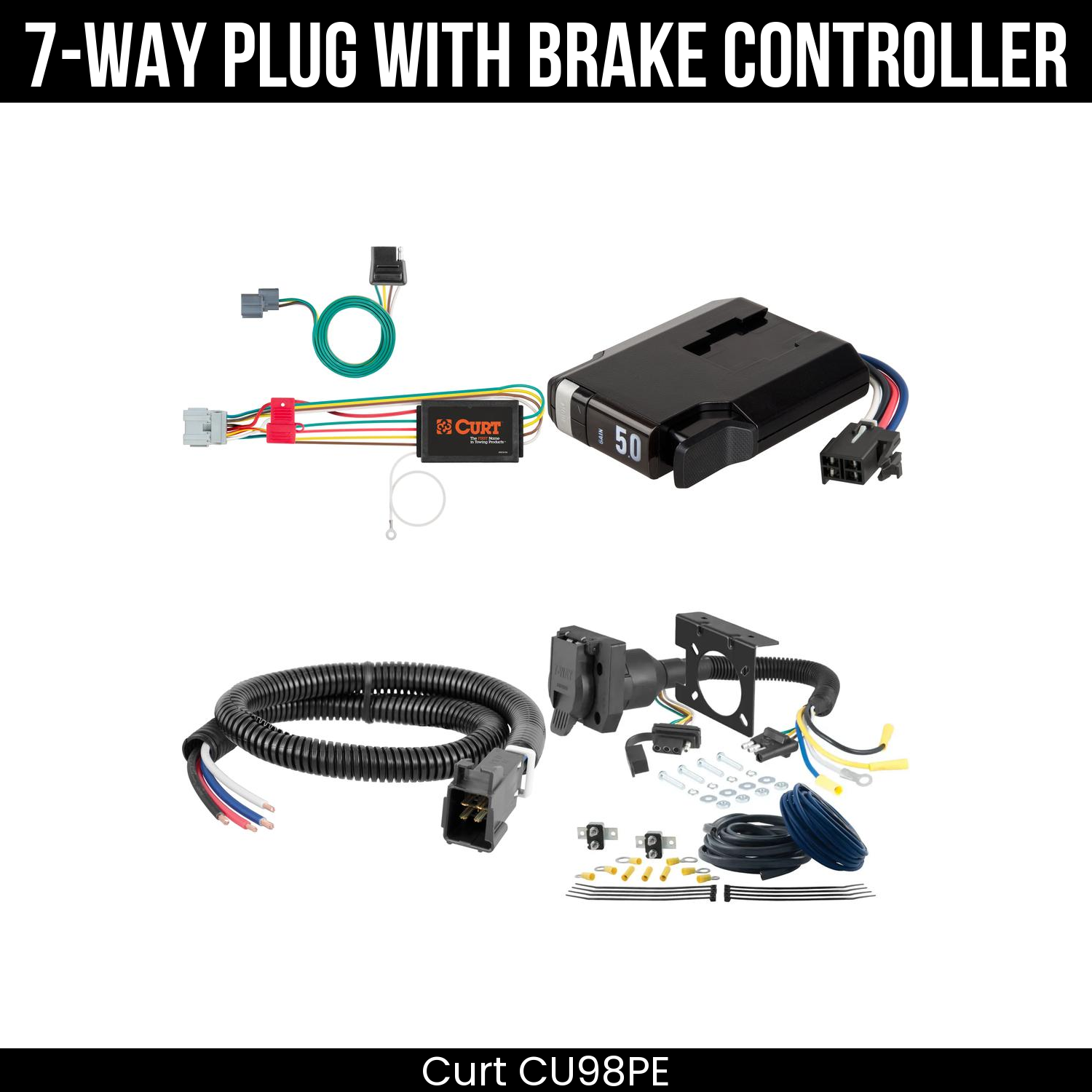 Trailer Wiring 7-Way Plug w/ Bracket , TriFlex NEXT Brake Control