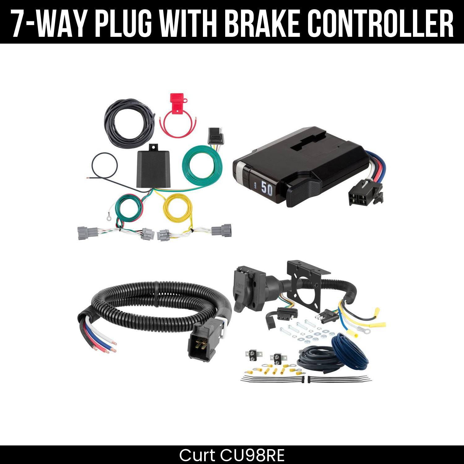 Trailer Wiring 7-Way Plug w/ Bracket , TriFlex NEXT Brake Control