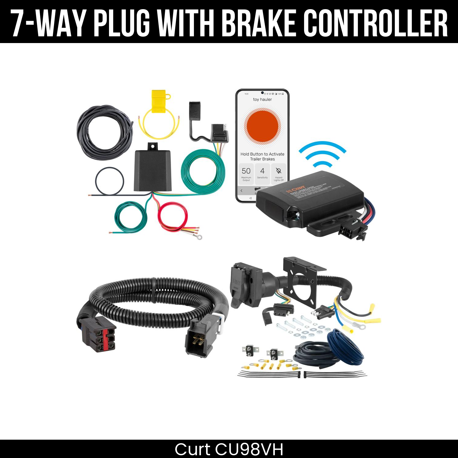 Trailer Wiring 7-Way Plug w/ Bracket , Echo Under-Dash Brake Control