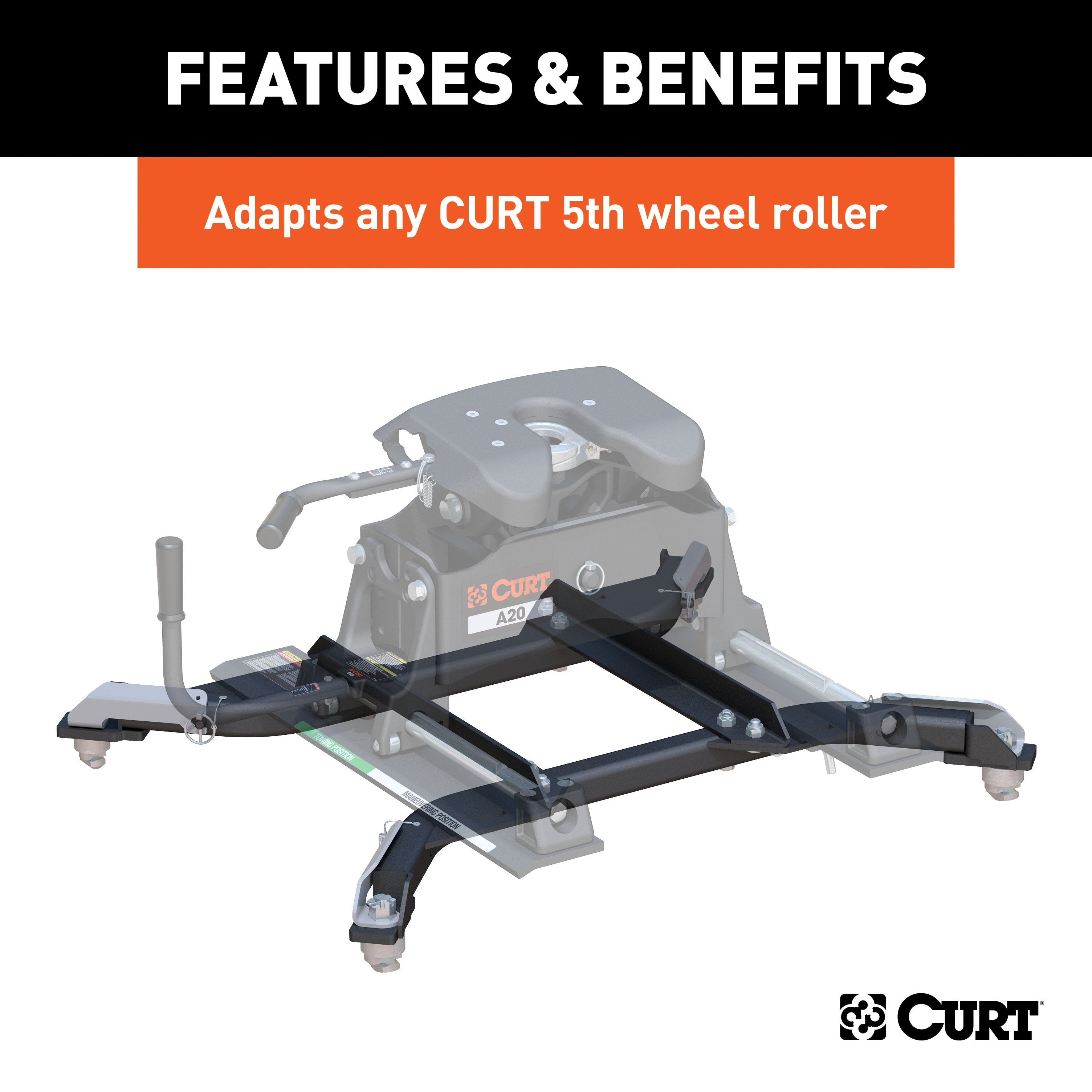 Curt Q24 Dual Jaw Sliding 5th Wheel Trailer Hitch for 2014-2025 Ram 2500 and 2013-2025 Ram 3500 with 6-1/2' Bed - For Short Beds (24K Towing Capacity) CU44IA
