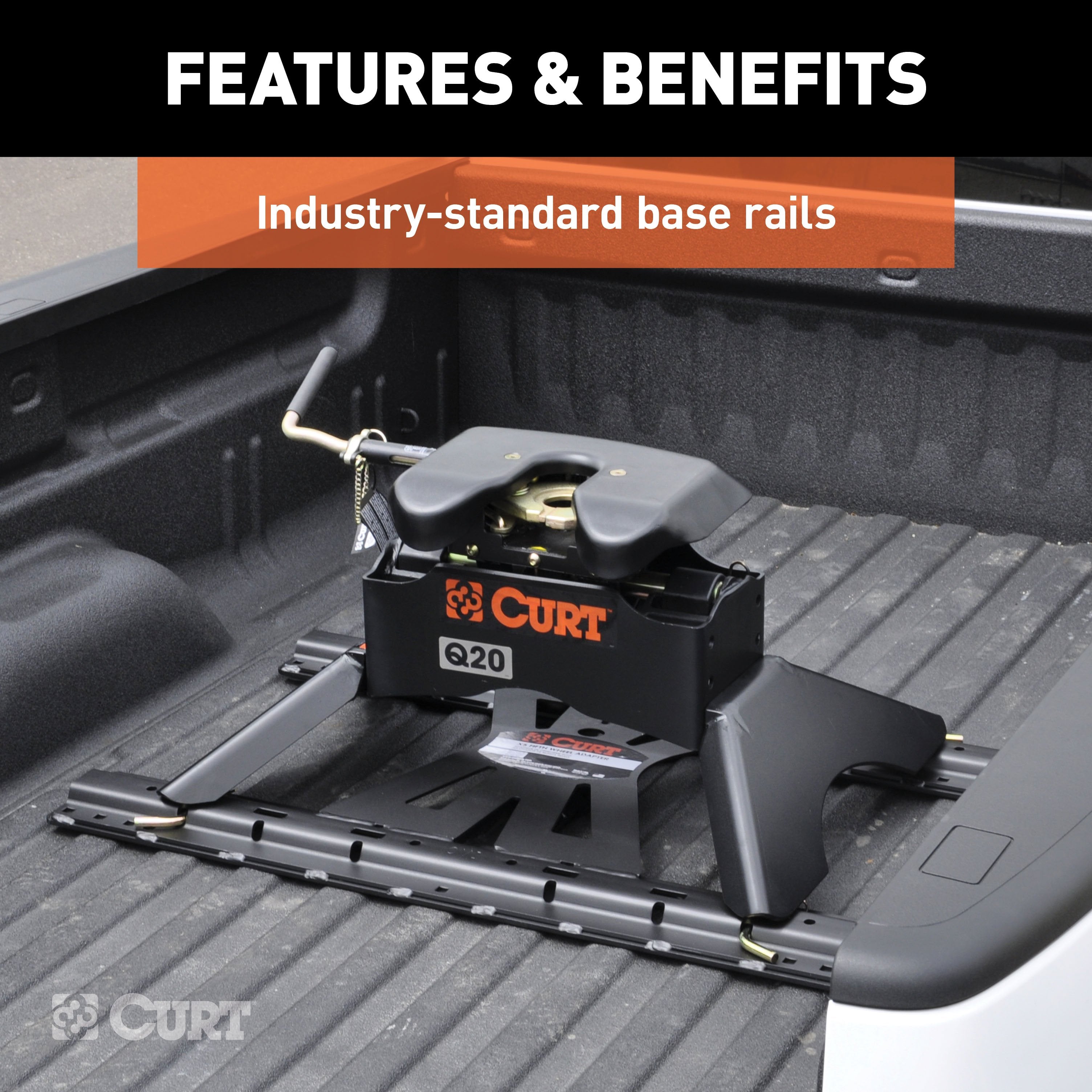 Curt Q24 Dual Jaw Sliding 5th Wheel Trailer Hitch for 94-01 Dodge Ram 1500 2500 3500 and 2002 Ram 2500 3500 - For Short Beds (24K Towing Capacity) CU47KA