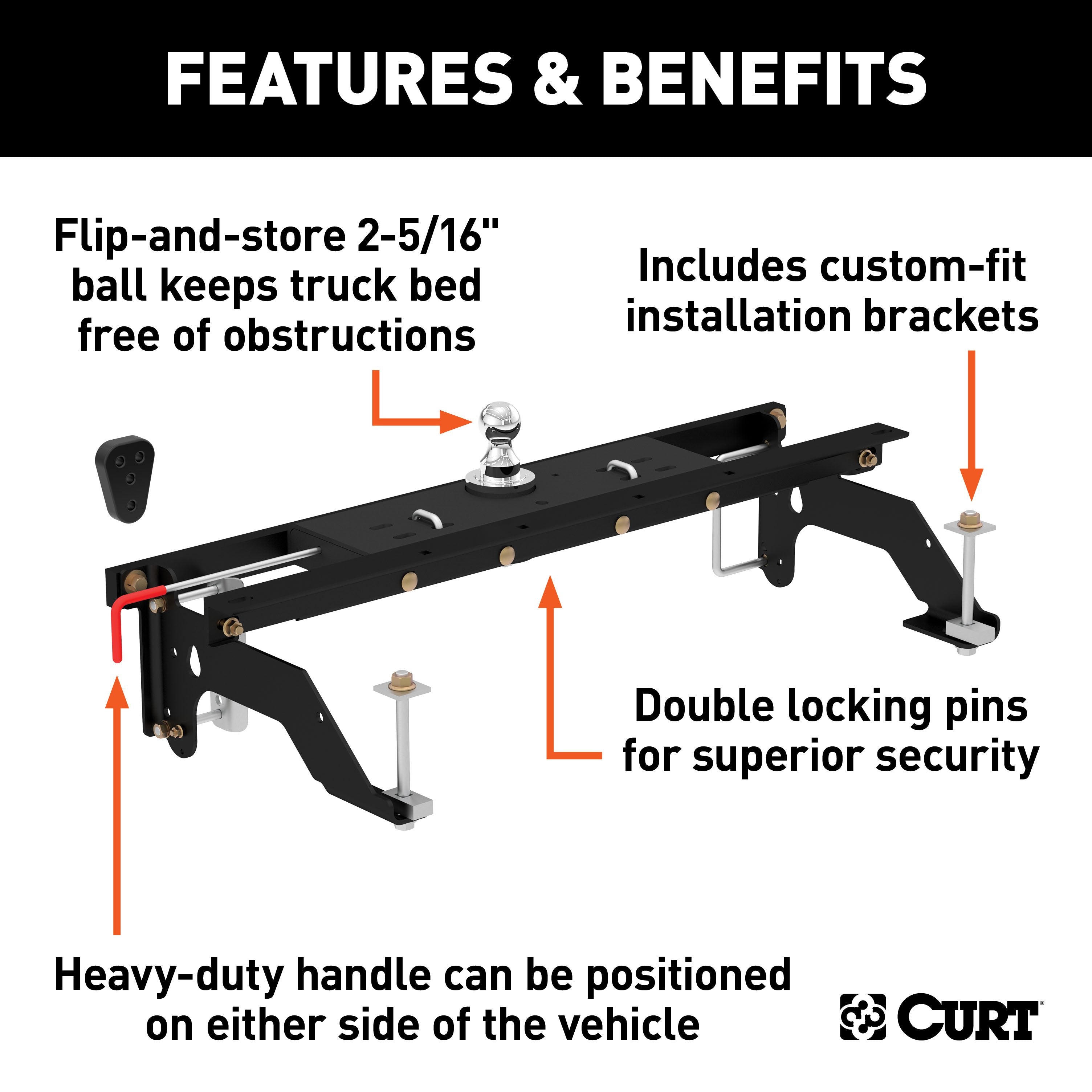 Double Lock Gooseneck Hitch,Under-Bed Gooseneck Install Brackets,X5 Gooseneck-5th Wheel Adapter,Q24 5th Wheel Hitch Head