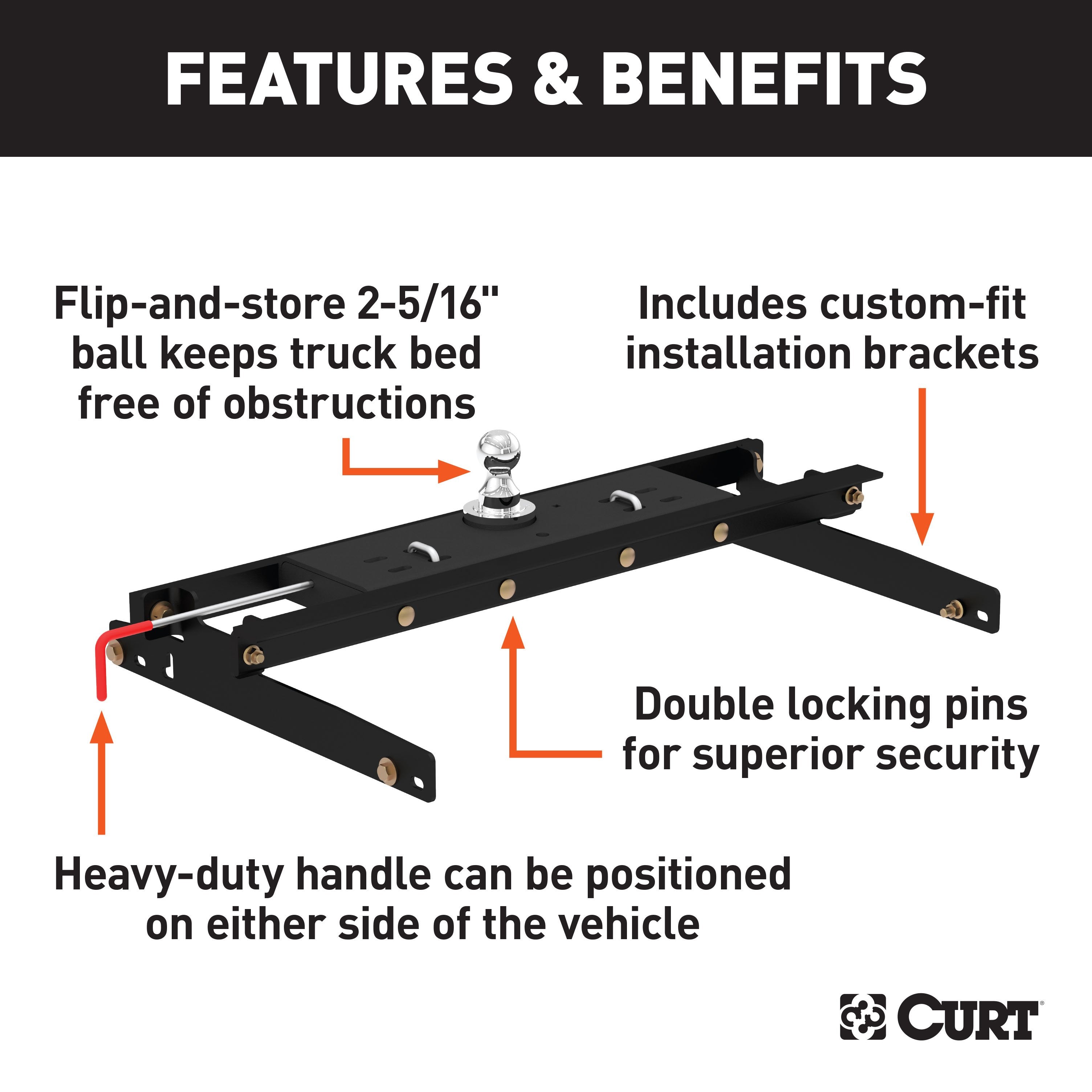 Double Lock Gooseneck Hitch,Under-Bed Gooseneck Install Brackets,X5 Gooseneck-5th Wheel Adapter,Replacement Base Legs,E16 5th Wheel Hitch Head