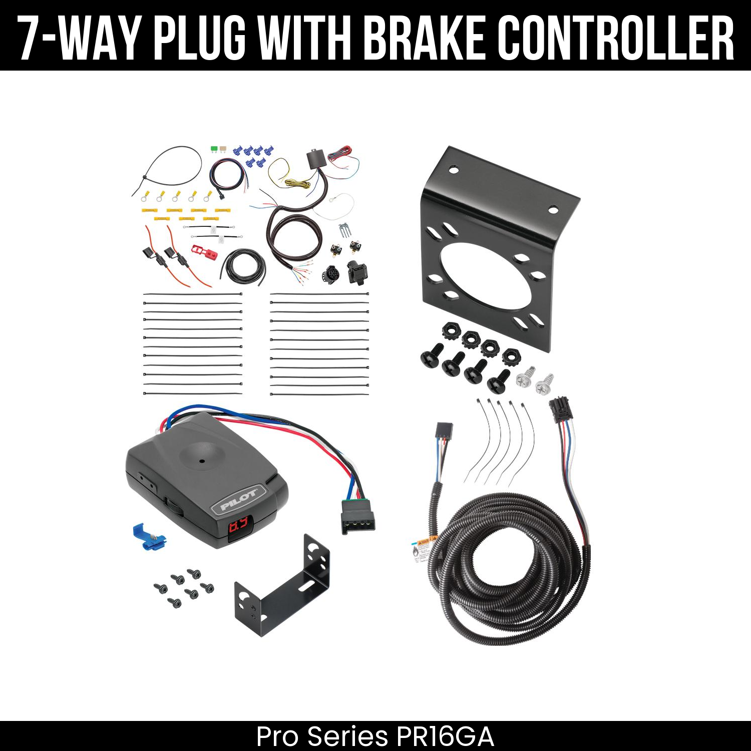 Trailer Wiring 7-Way Plug w/ Bracket , Pro Series Pilot Brake Control