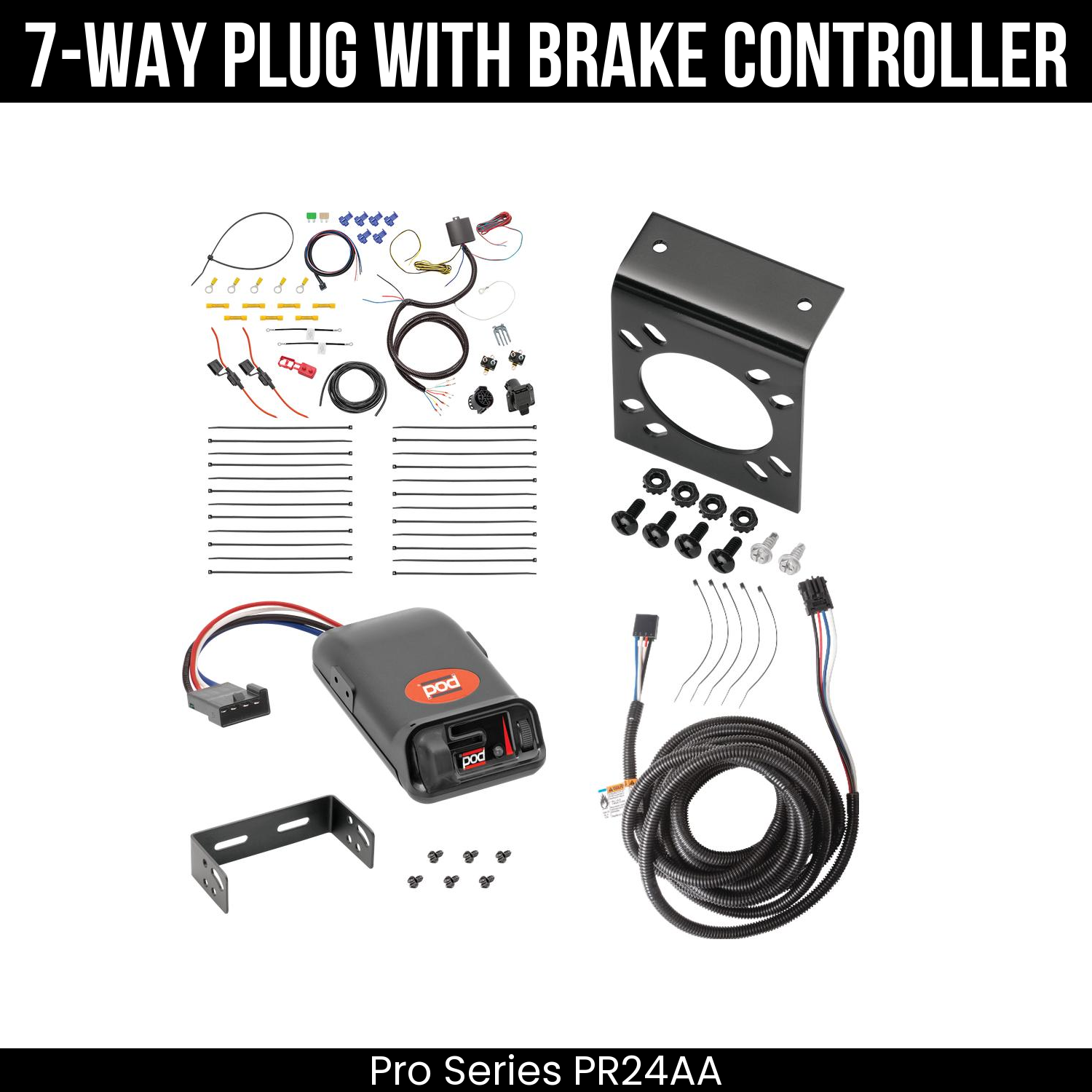Trailer Wiring 7-Way Plug w/ Bracket , Pro Series POD Brake Control