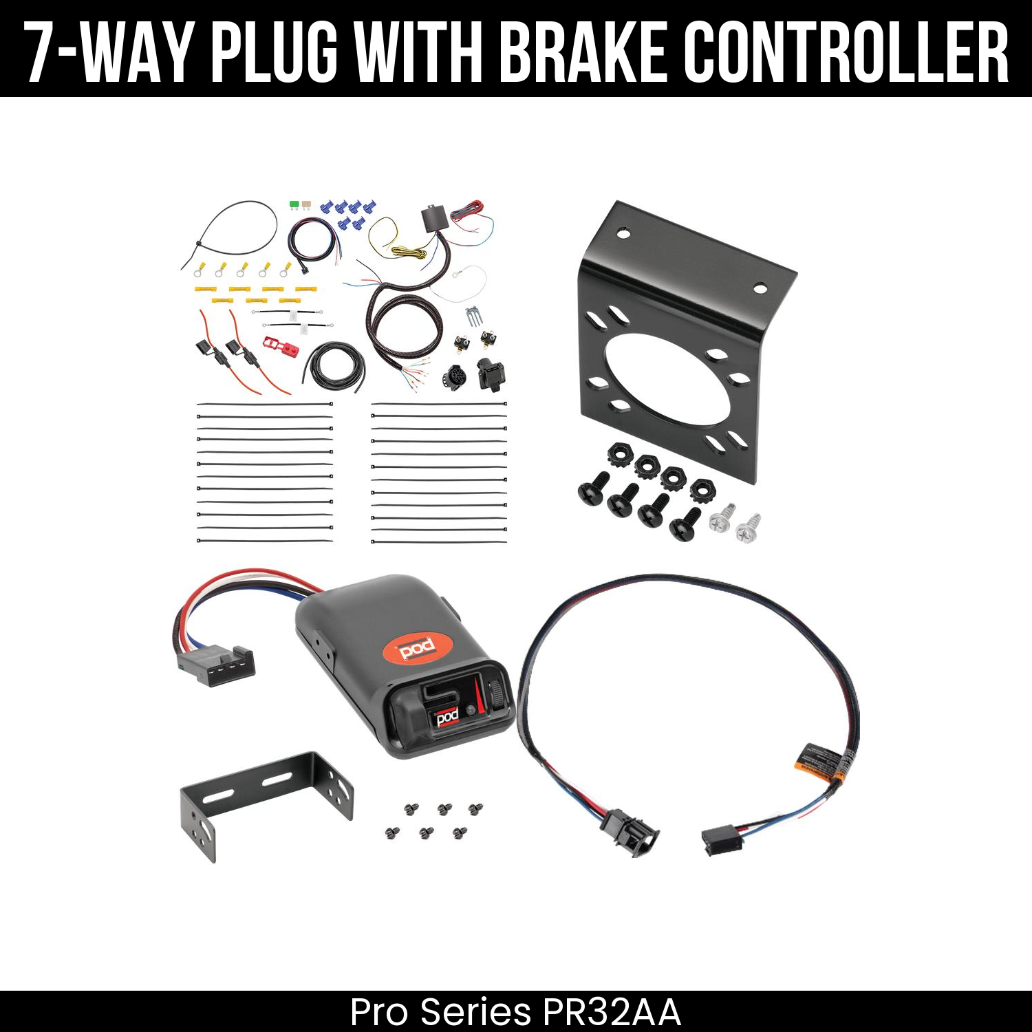 Trailer Wiring 7-Way Plug w/ Bracket , Pro Series POD Brake Control