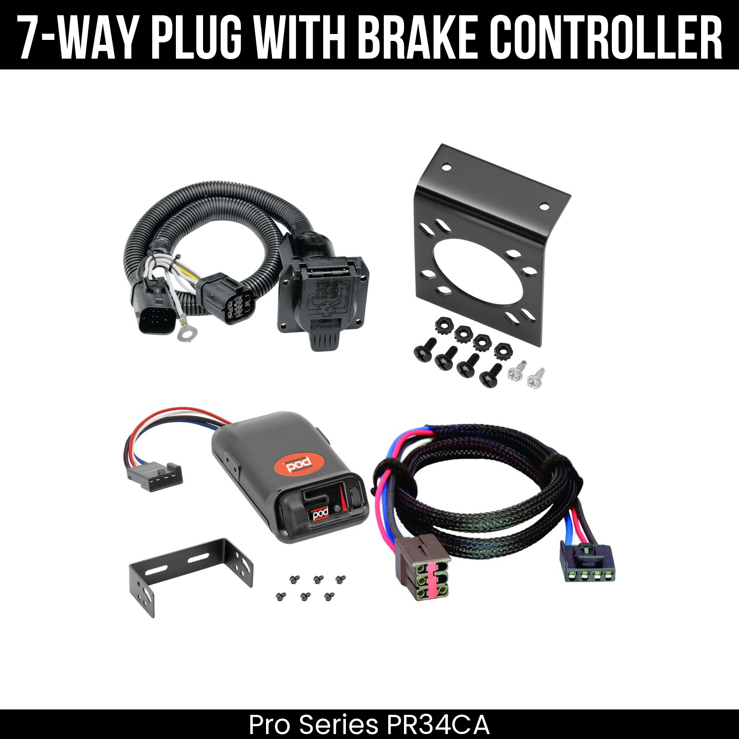 Trailer Wiring 7-Way Plug w/ Bracket , Pro Series POD Brake Control