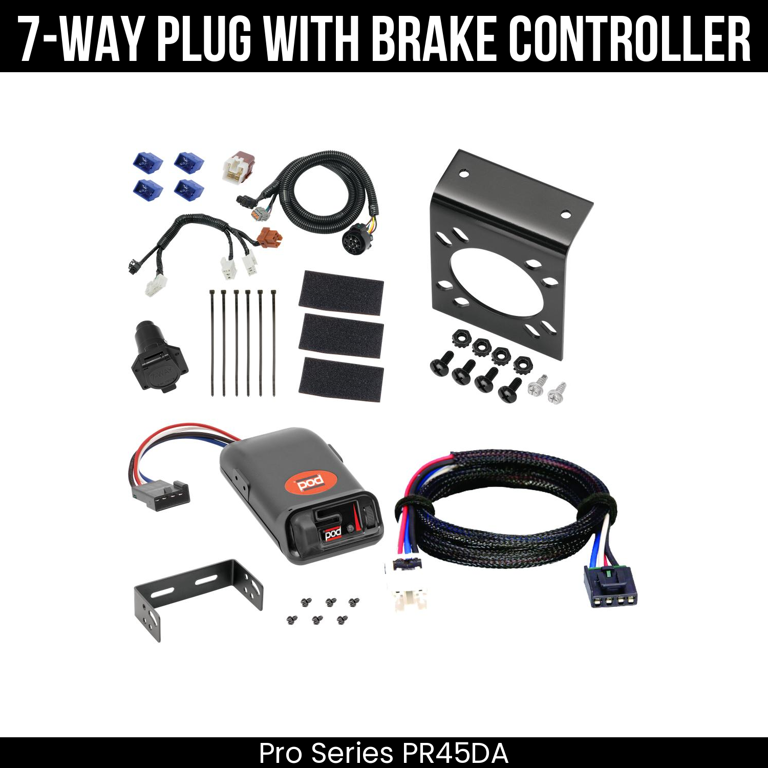 Trailer Wiring 7-Way Plug w/ Bracket , Pro Series POD Brake Control