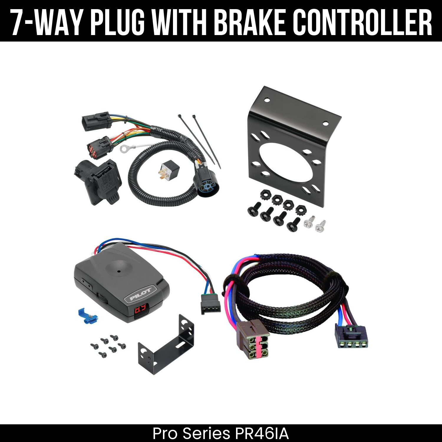 Trailer Wiring 7-Way Plug w/ Bracket , Pro Series Pilot Brake Control