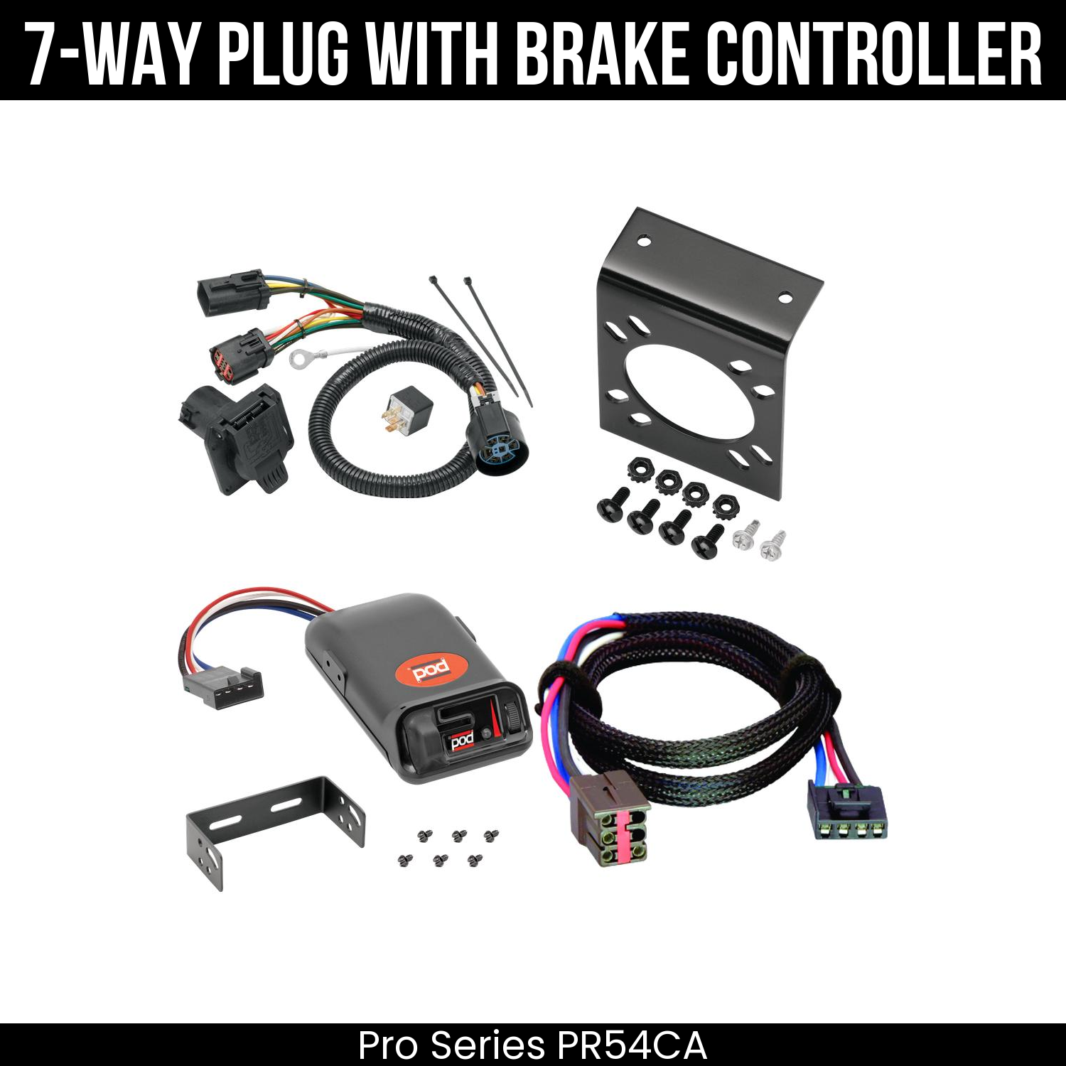 Trailer Wiring 7-Way Plug w/ Bracket , Pro Series POD Brake Control