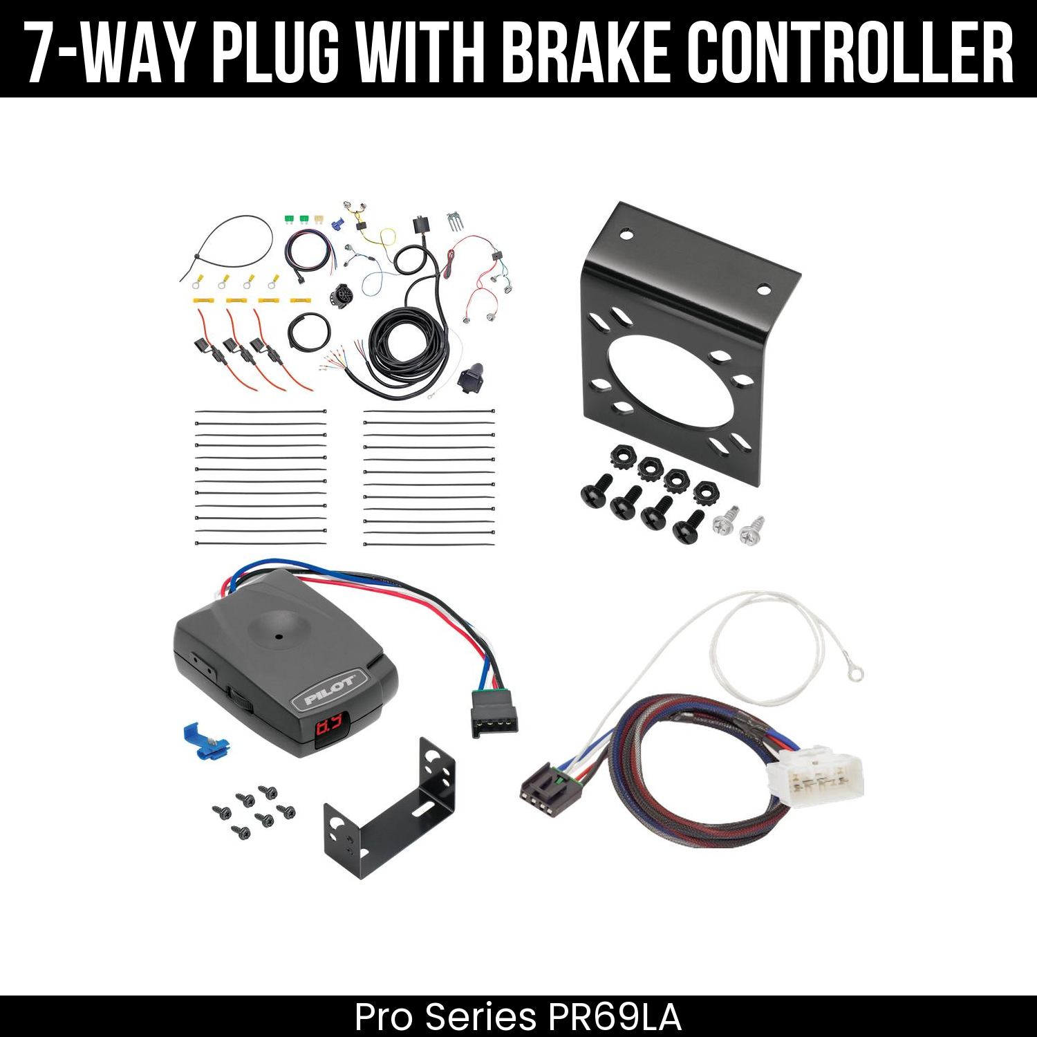 Trailer Wiring 7-Way Plug w/ Bracket , Pro Series Pilot Brake Control