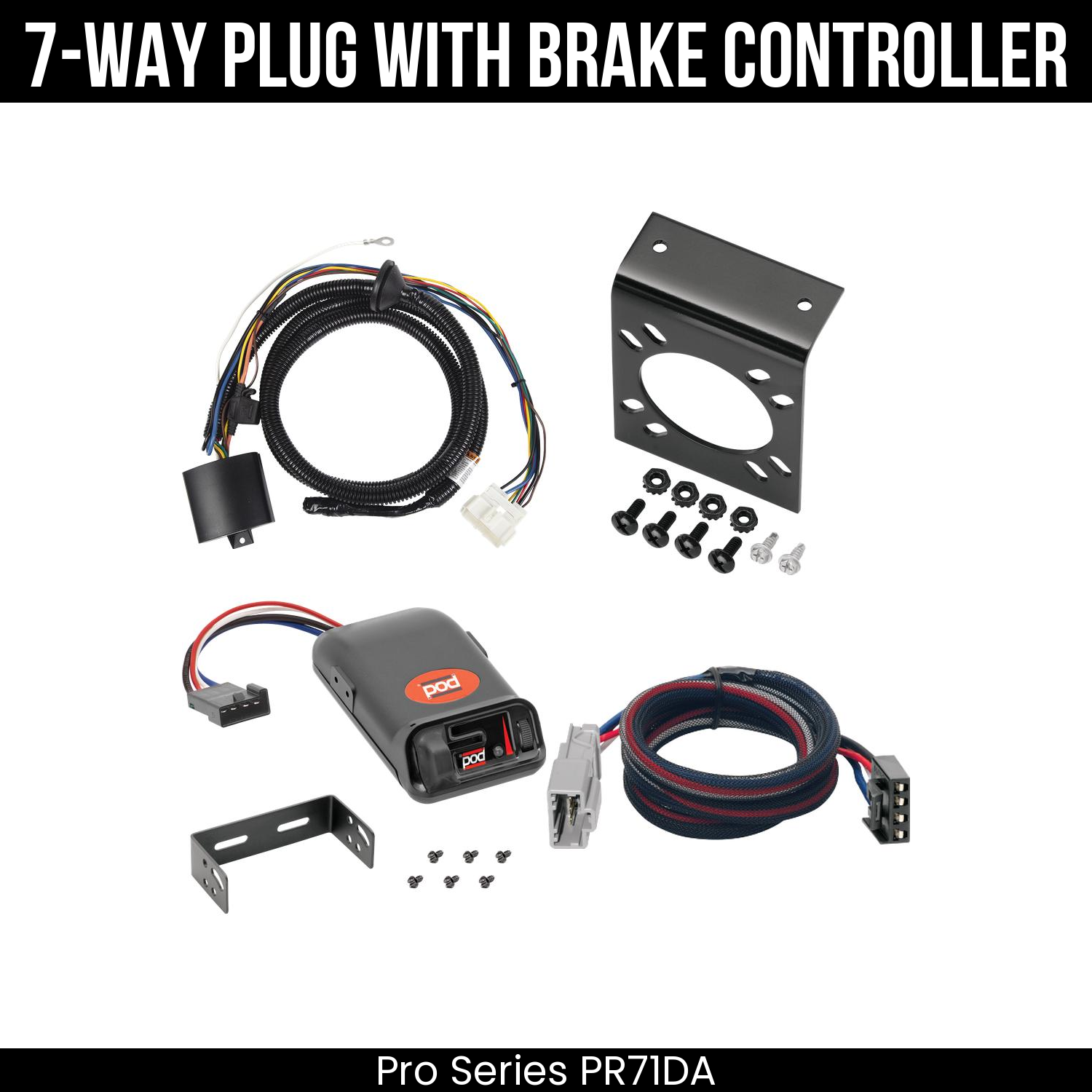 Trailer Wiring 7-Way Plug w/ Bracket , Pro Series POD Brake Control