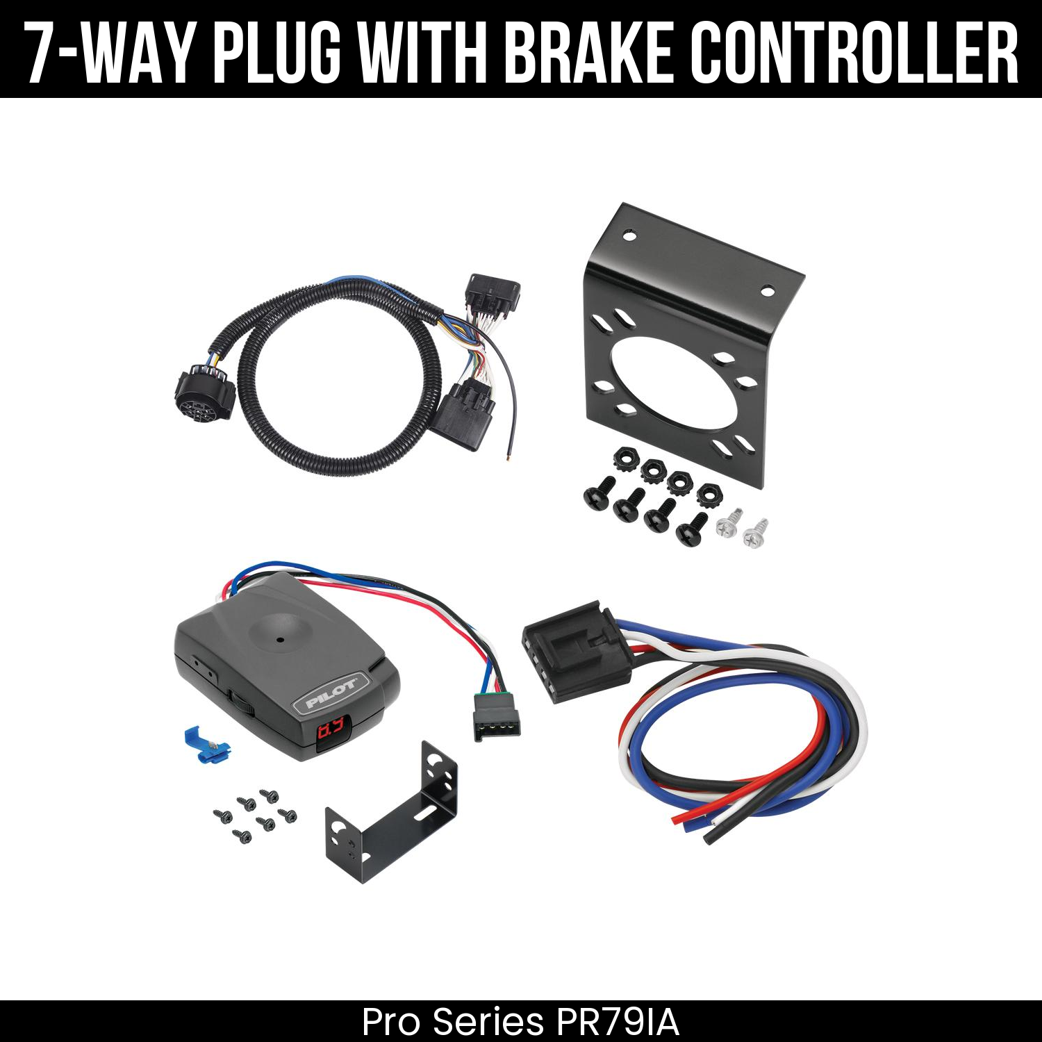 Trailer Wiring 7-Way Plug w/ Bracket , Pro Series Pilot Brake Control