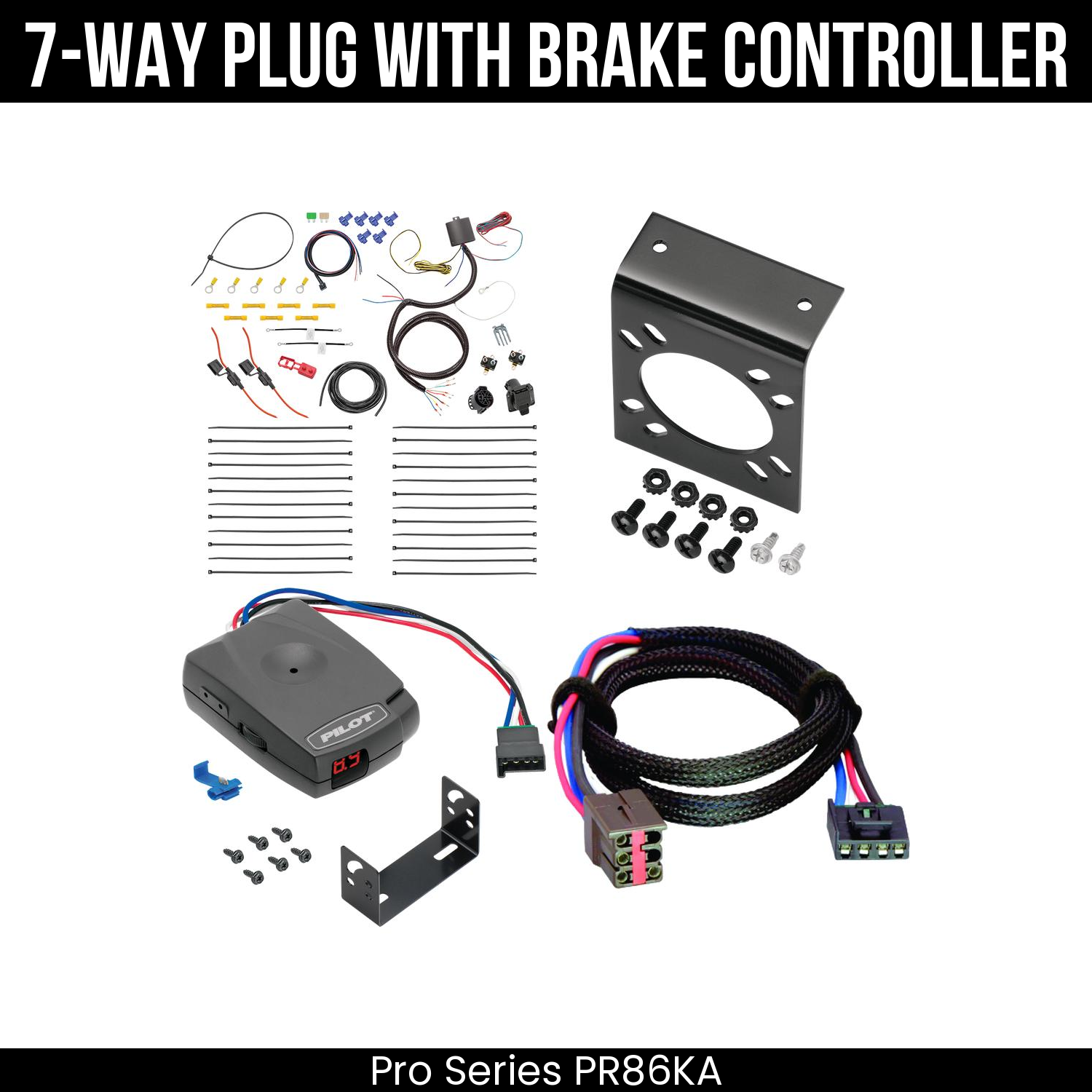 Trailer Wiring 7-Way Plug w/ Bracket , Pro Series Pilot Brake Control