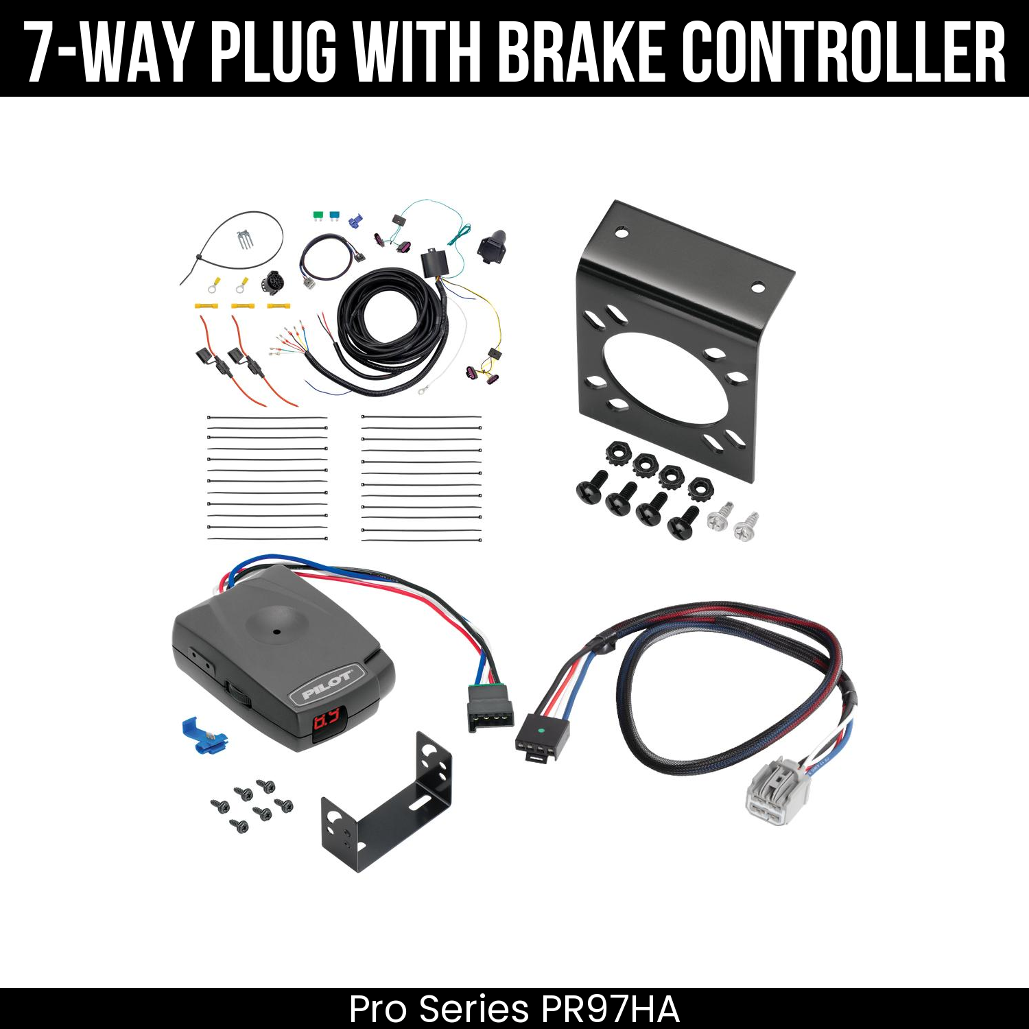Trailer Wiring 7-Way Plug w/ Bracket , Pro Series Pilot Brake Control
