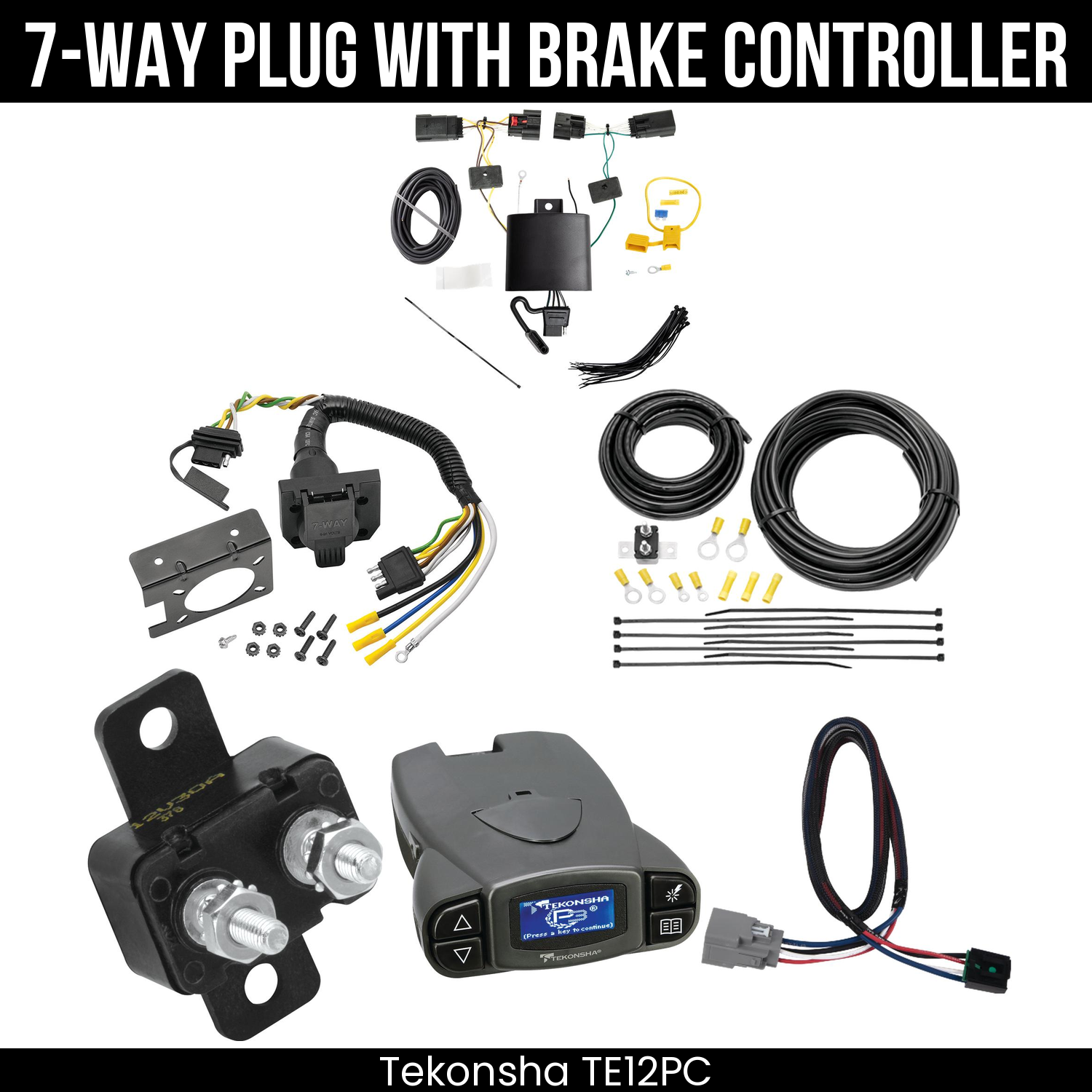 Trailer Wiring 7-Way Plug w/ Bracket , Tekonsha Prodigy P3 Brake Control