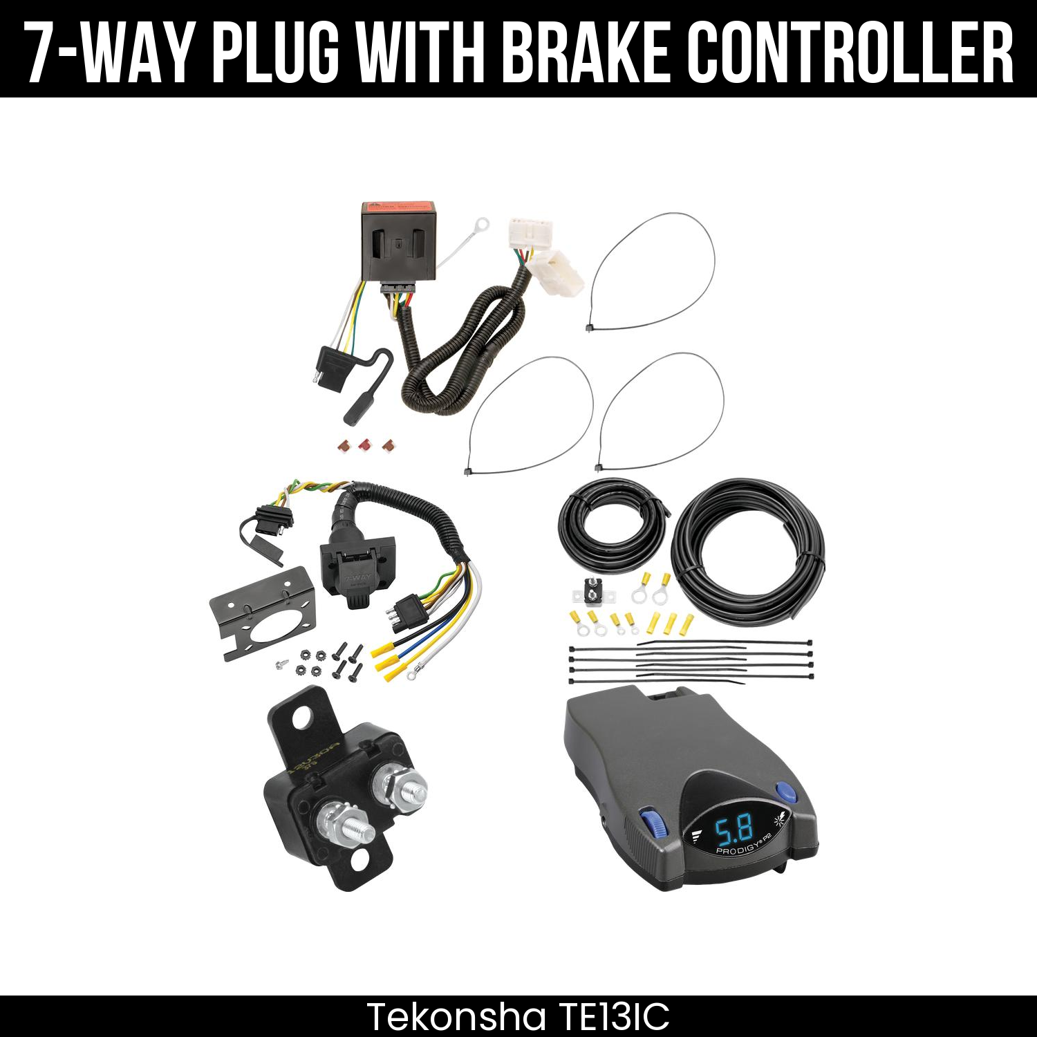 Trailer Wiring 7-Way Plug w/ Bracket , Tekonsha Prodigy P2 Brake Control